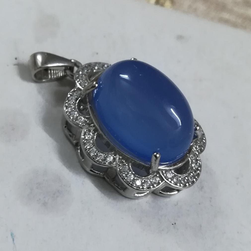 گردن آویز نقره سلطنتی زنانه عقیق ناب آبی