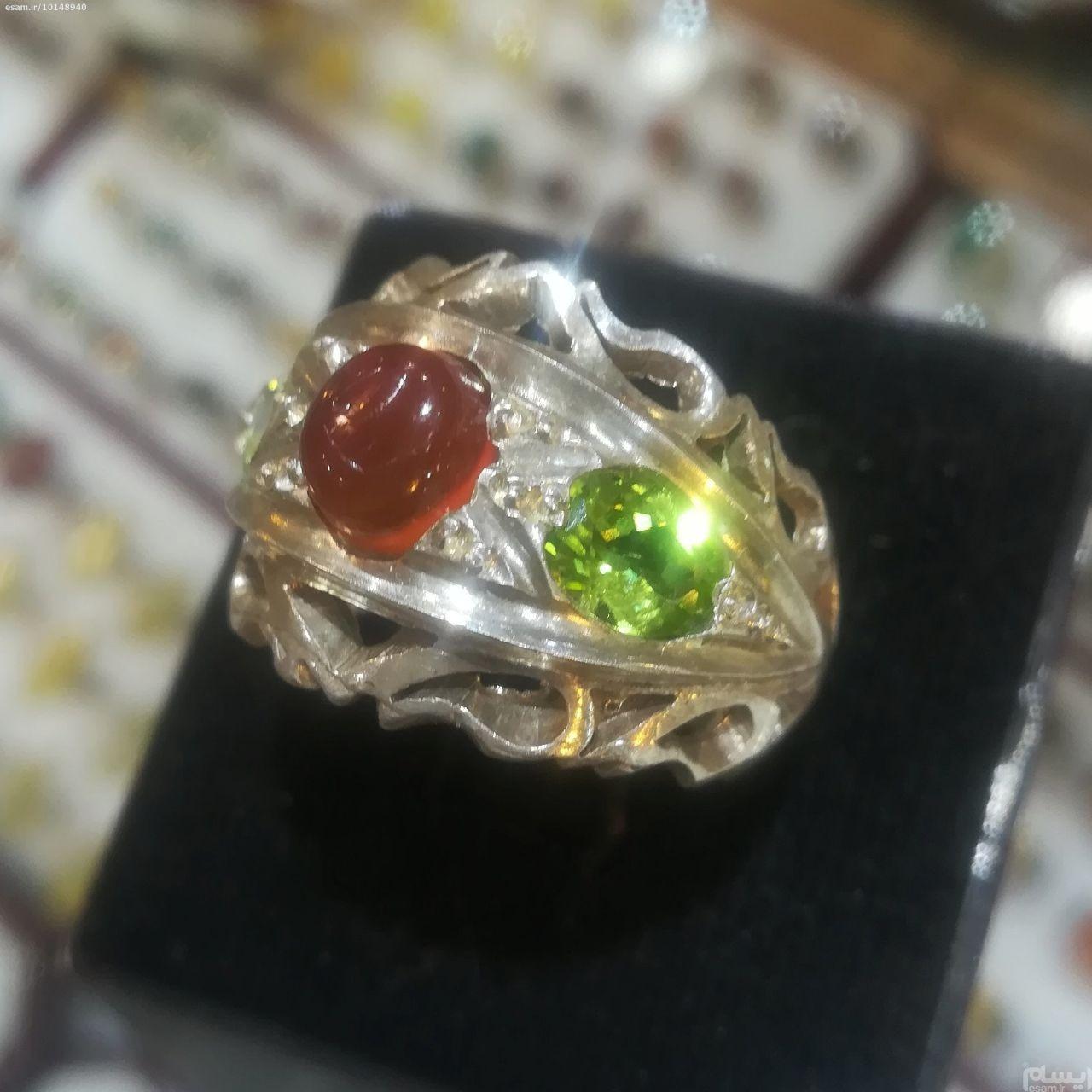انگشتر شیک و فاخر سه جواهر مدل رینگی