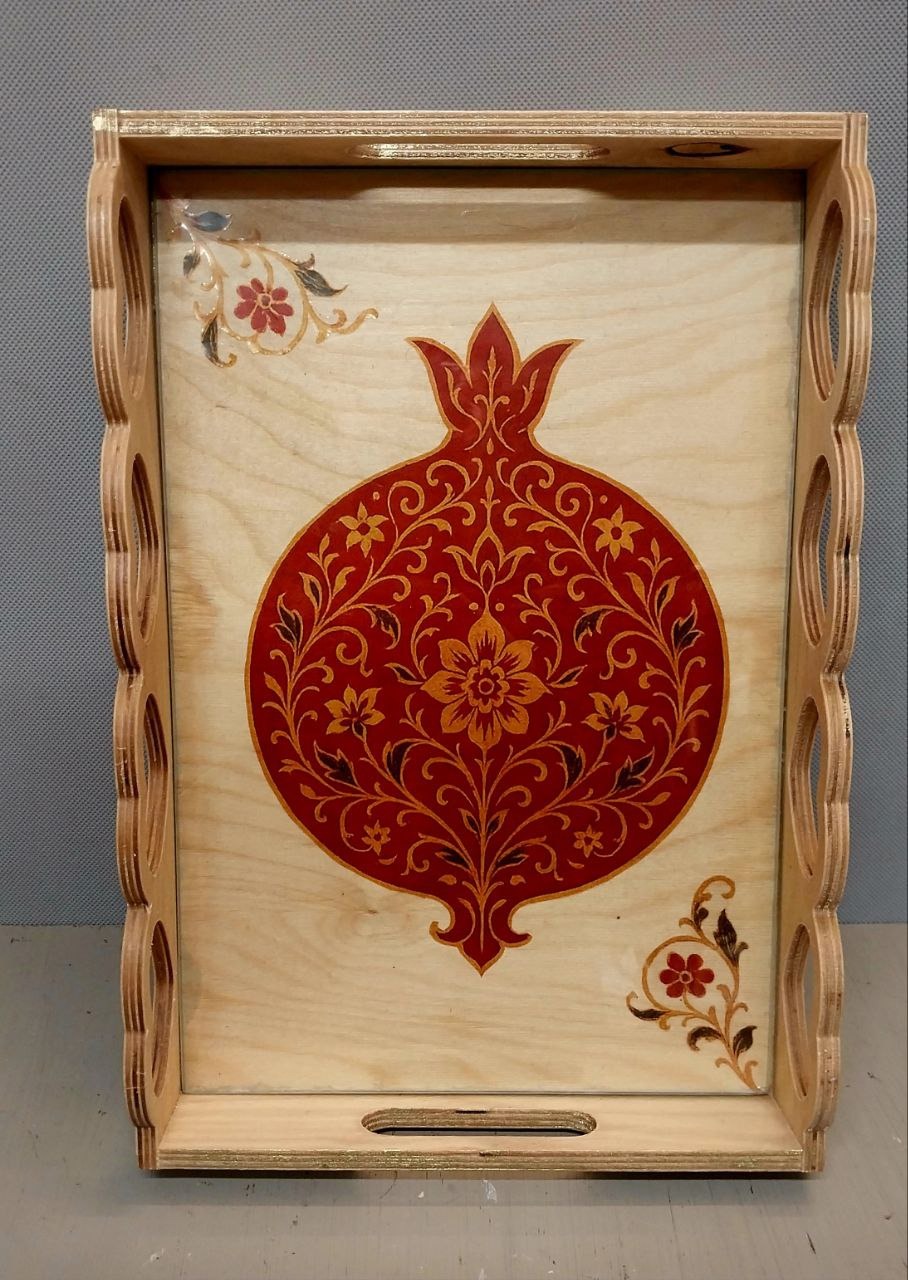 سینی چوبی گل اناری