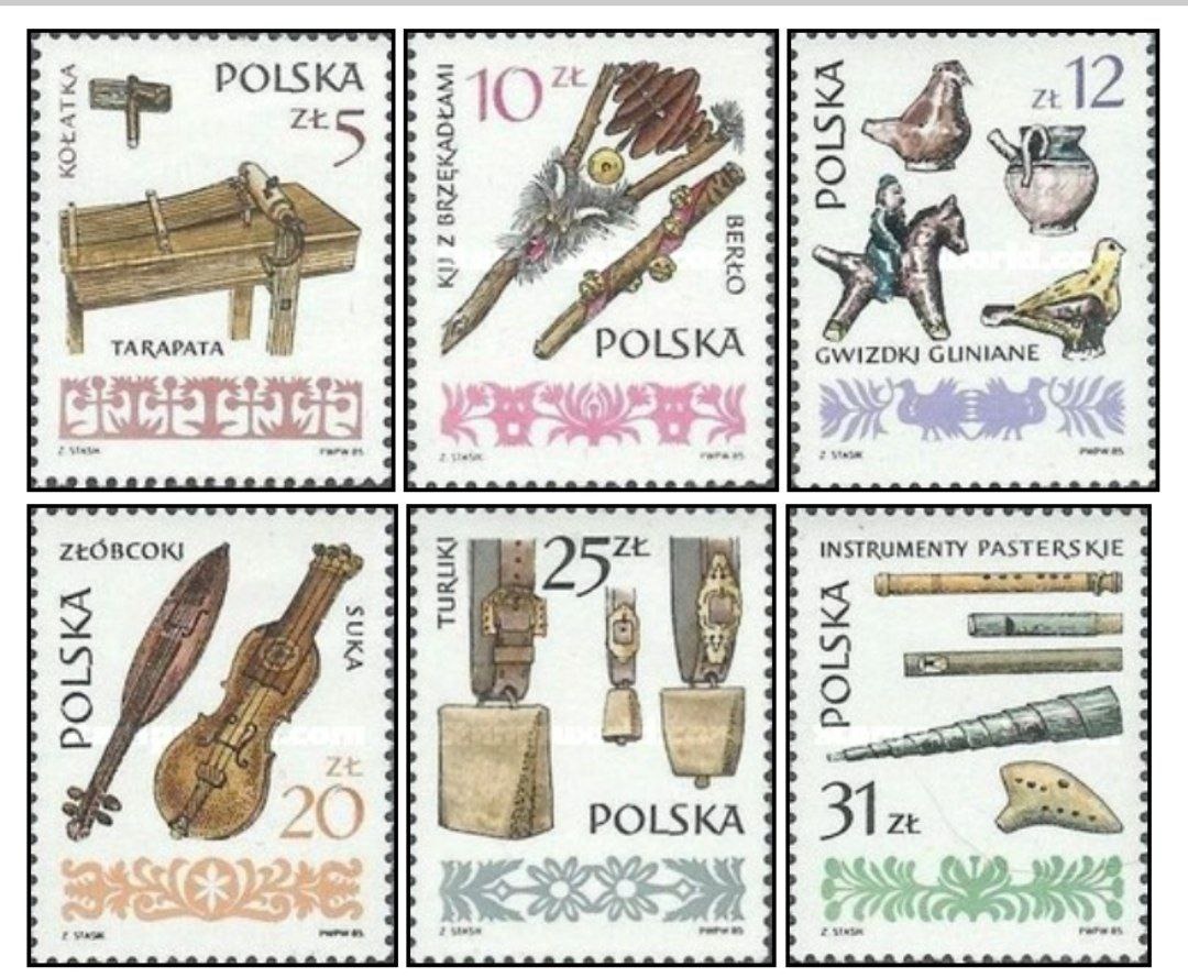 سری کامل تمبر آلات موسیقی لهستان 1985