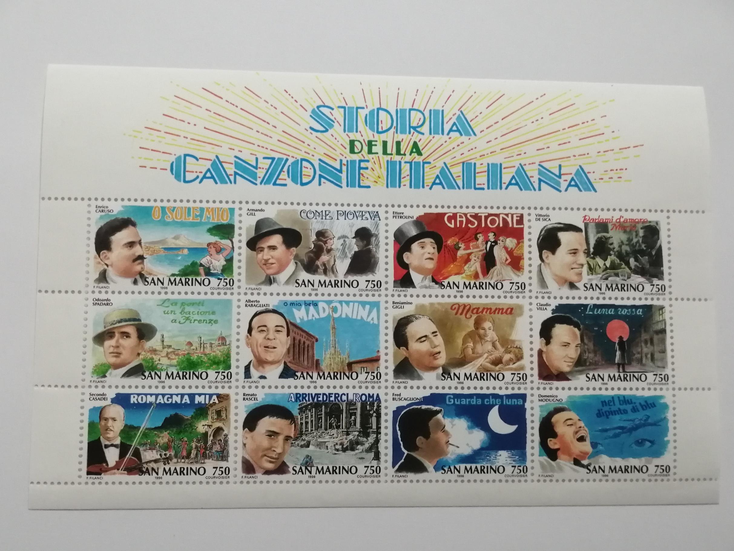 شیت تمبر سینما و موسیقی سن مارینو