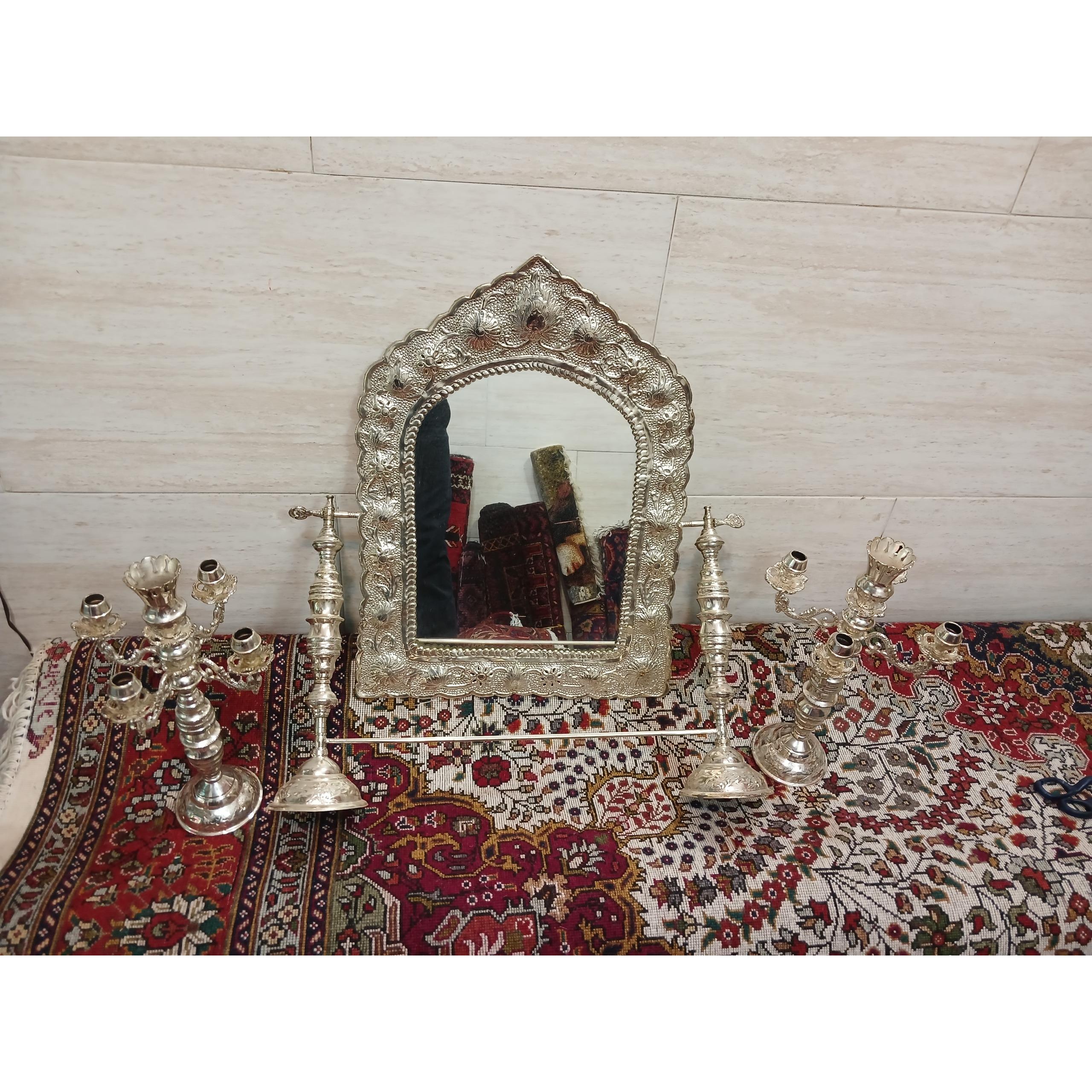 آیینه شمعدان فلزی(مناسب برای جهیزیه)