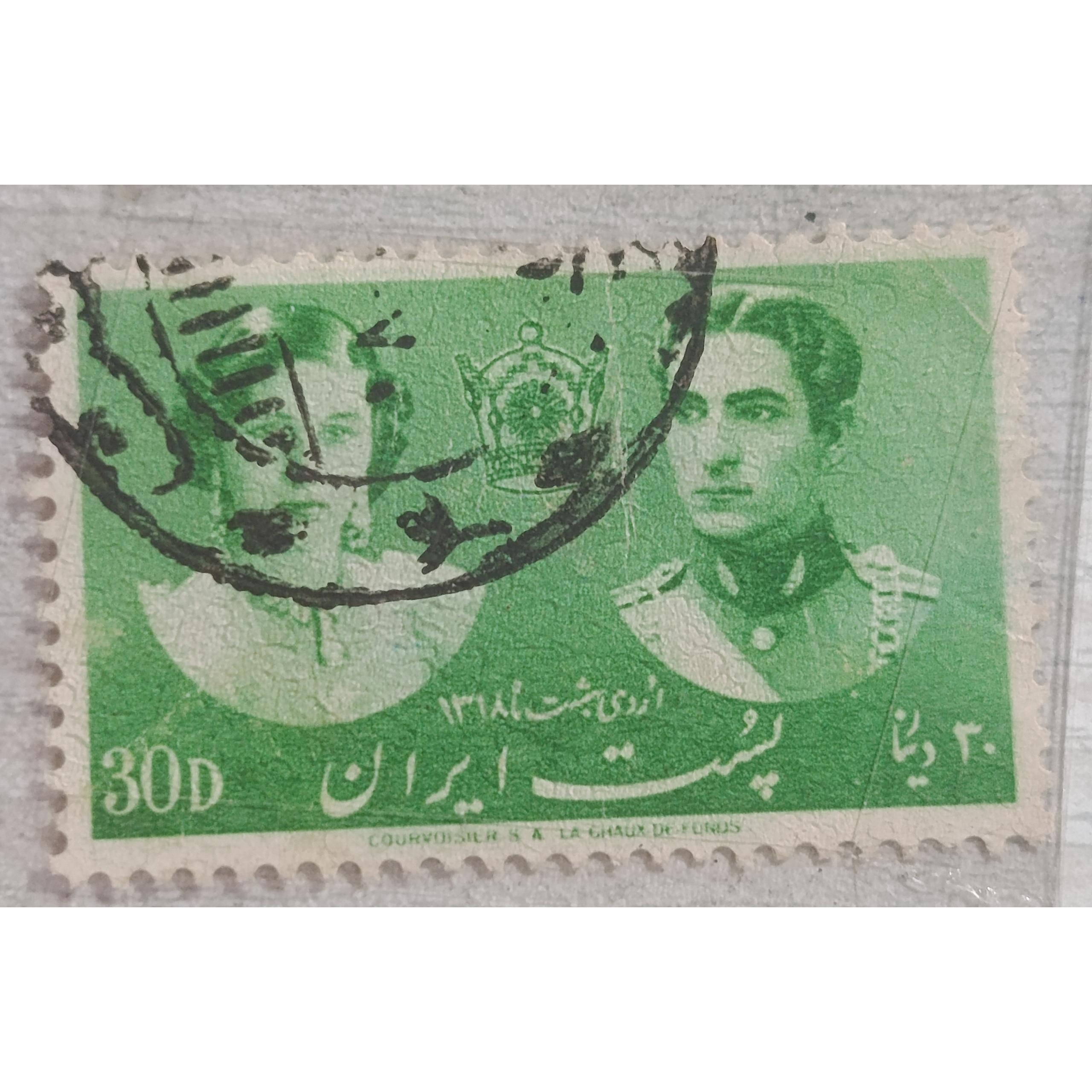تمبر عروسی محمدرضا پهلوی و فوزیه