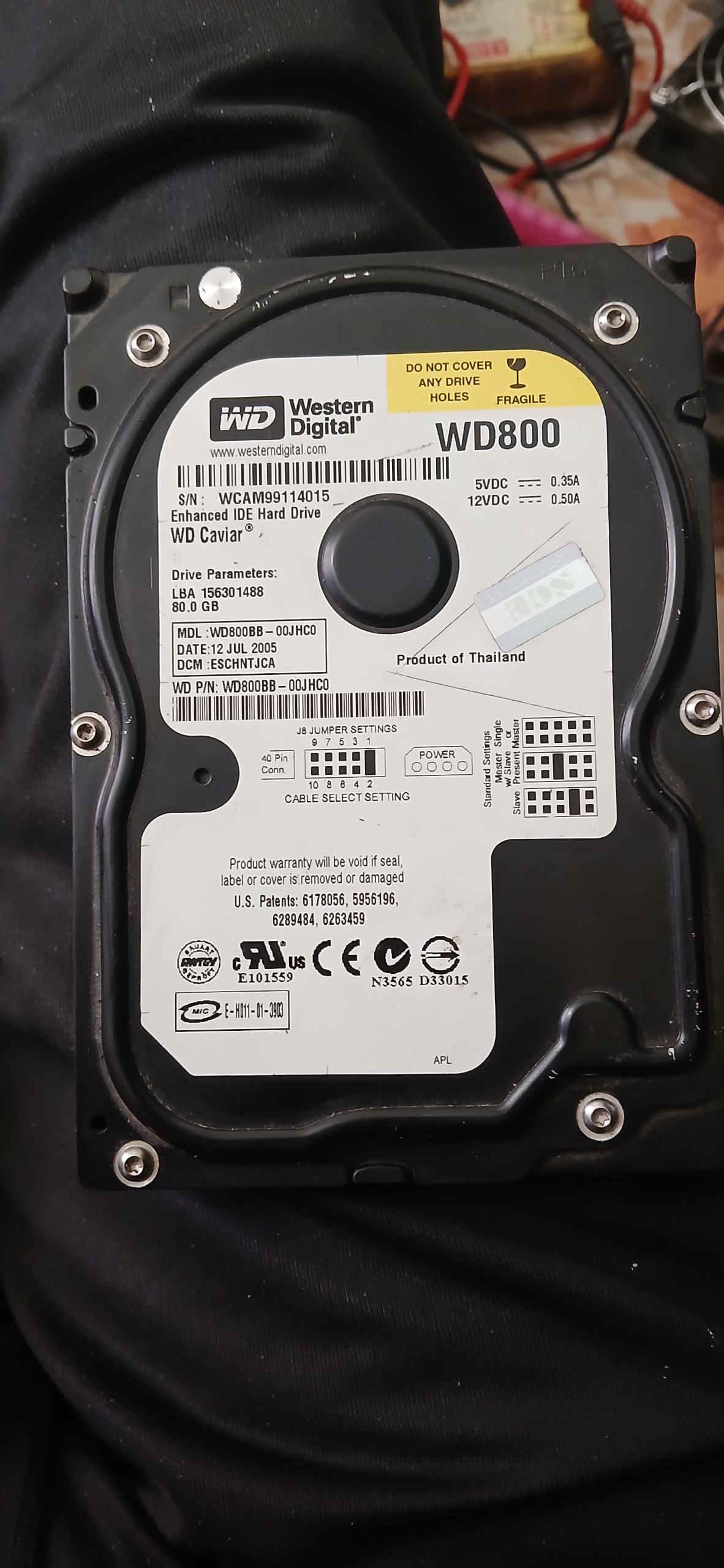 هارد دیسک وسترن دیجیتال 80GBبا80GBاعطلاعات