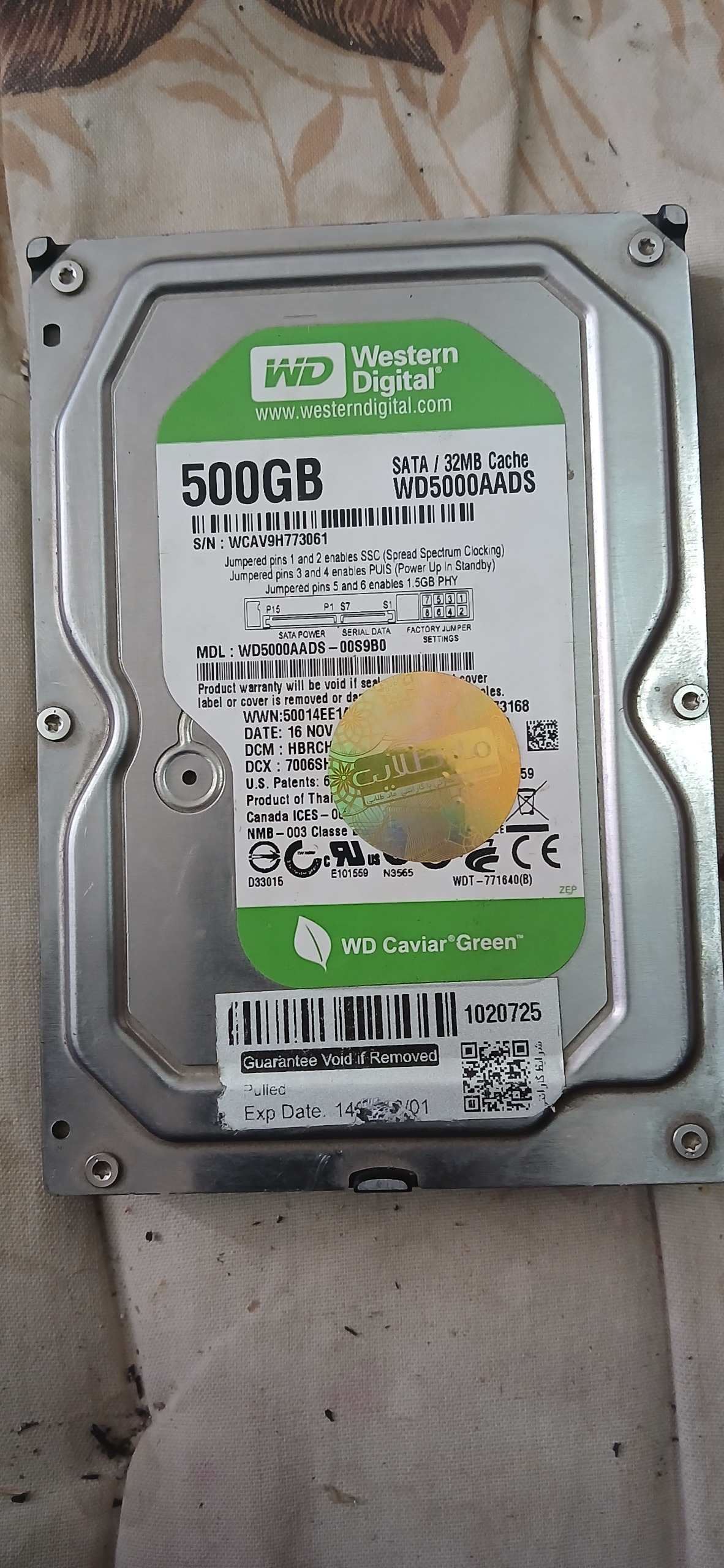 هارد500گیگ وسترن با500گیگ فایل ونرم افزار