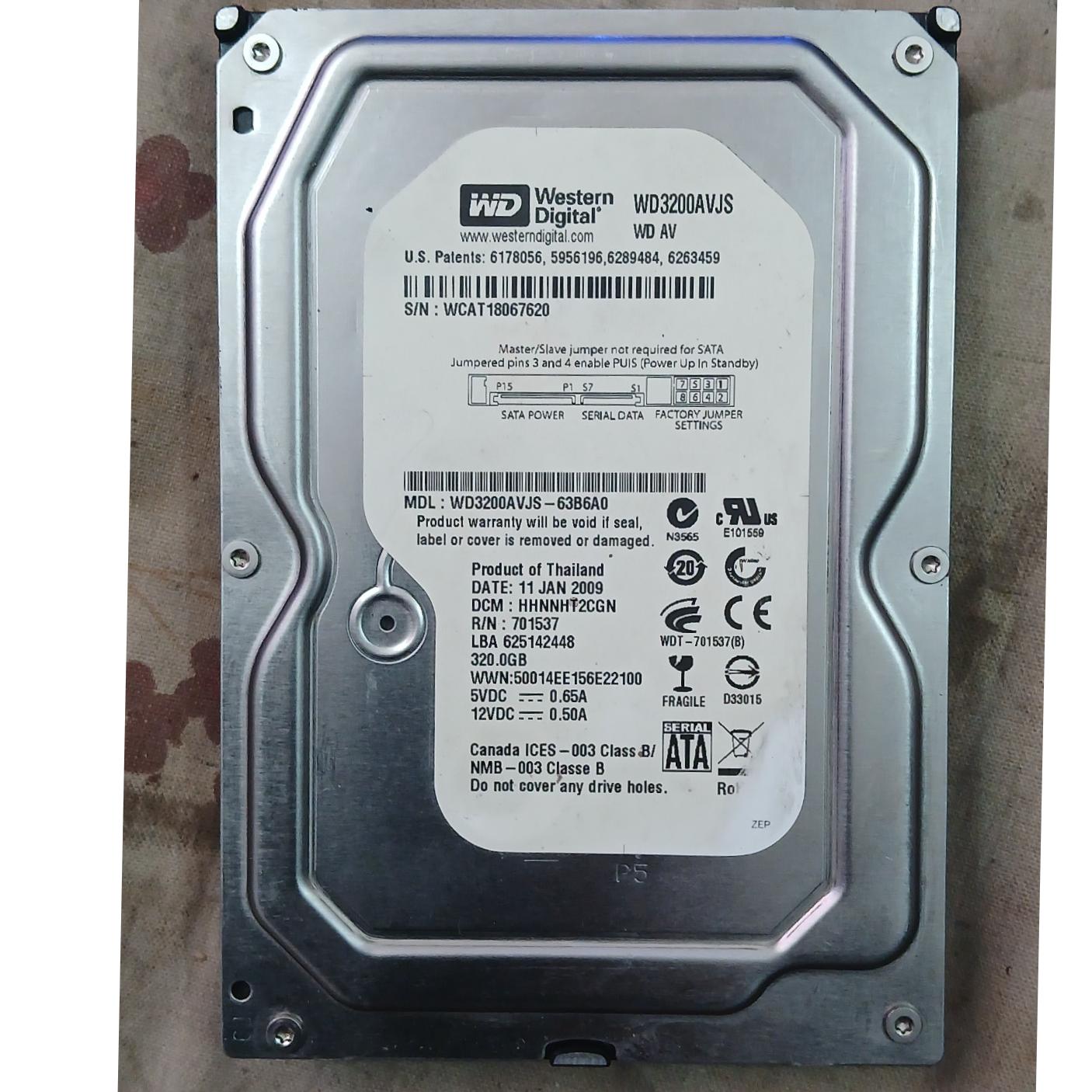 هارد320 گیگ وسترن هلث 100همراه با320 گیگ اطلاعات