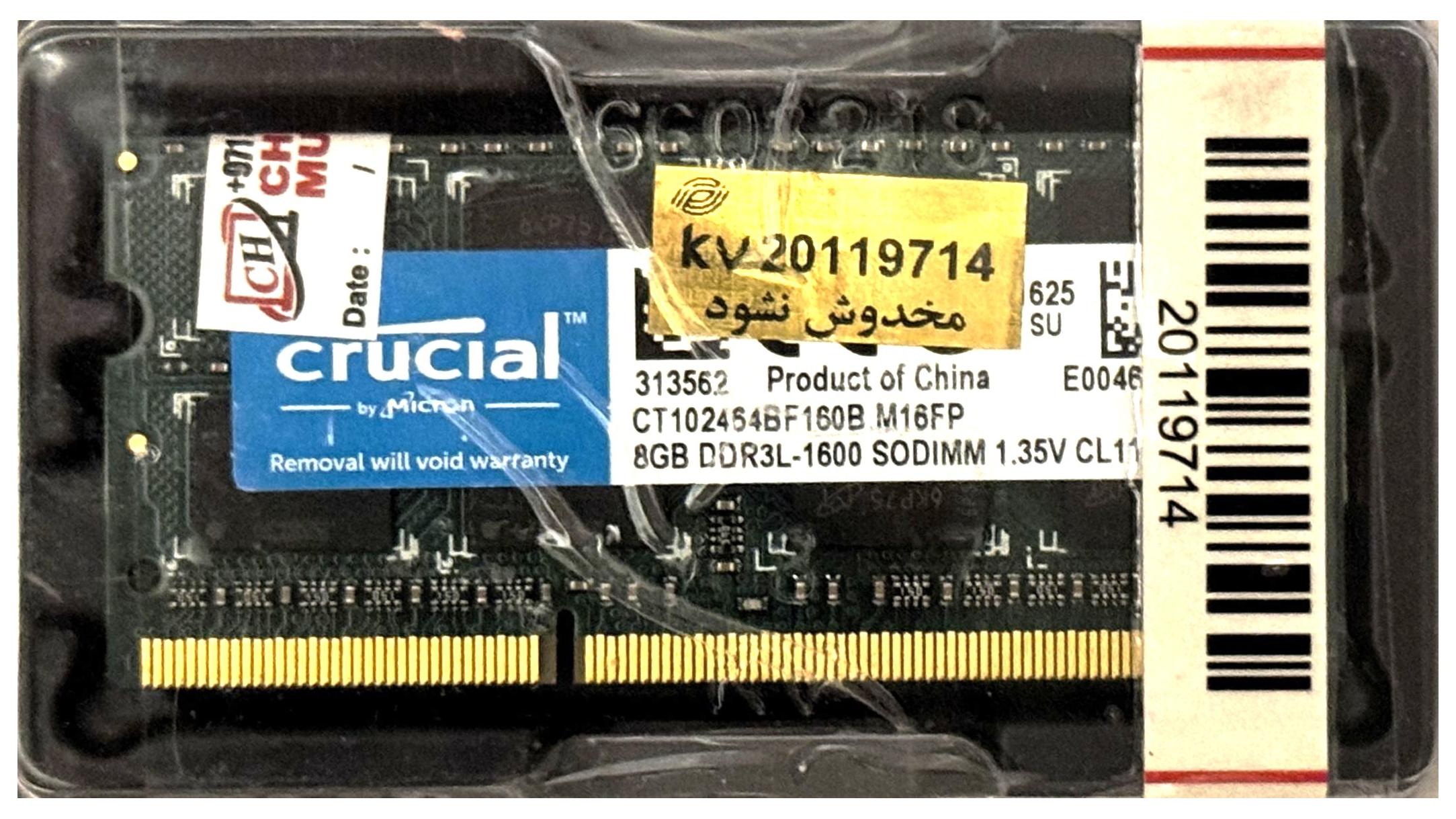 رم crucial لپ تاپ 8 گیگ DDR3L-1600