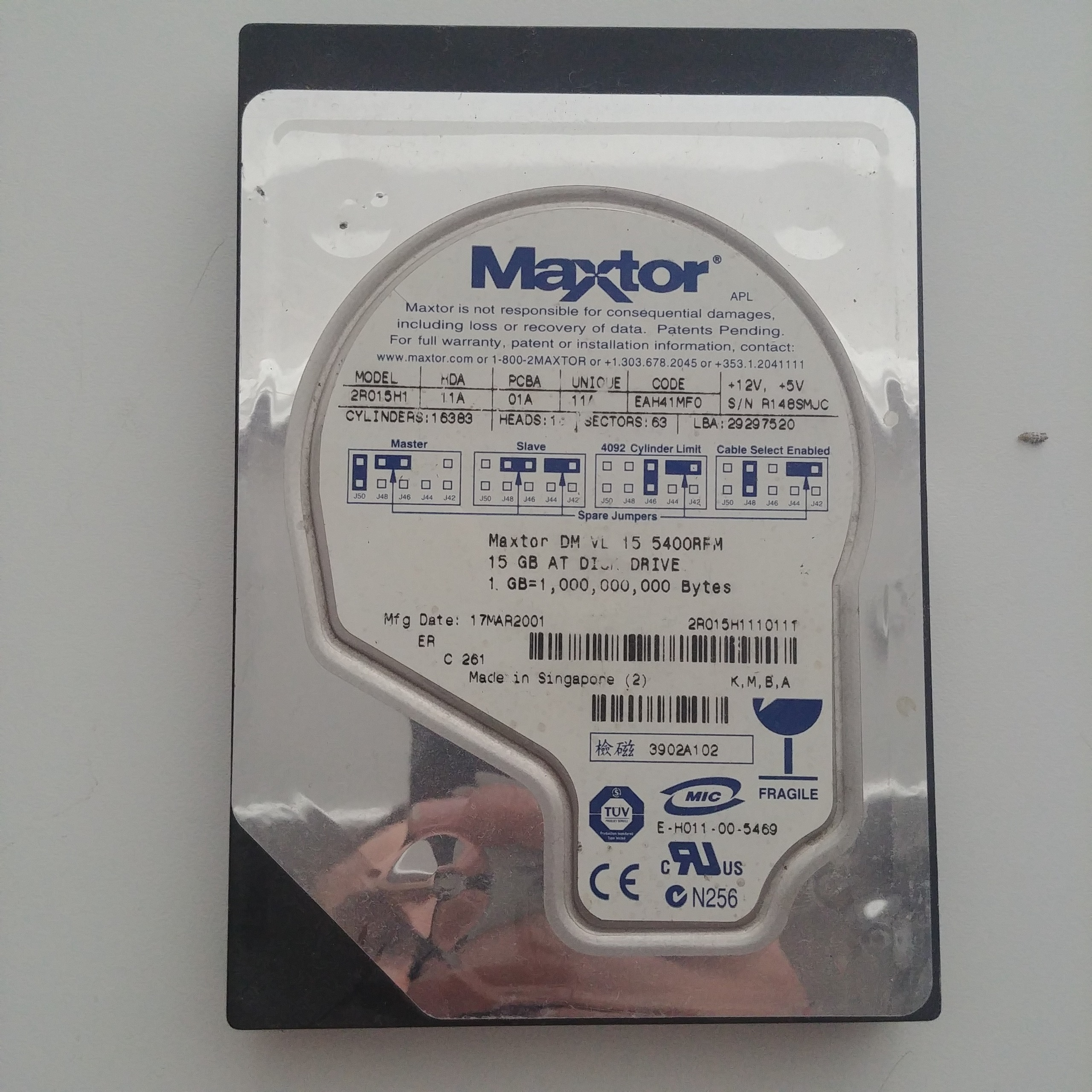 هارد IDE 15gb سلامت 97 و فقط 2 روز روشن کد 0
