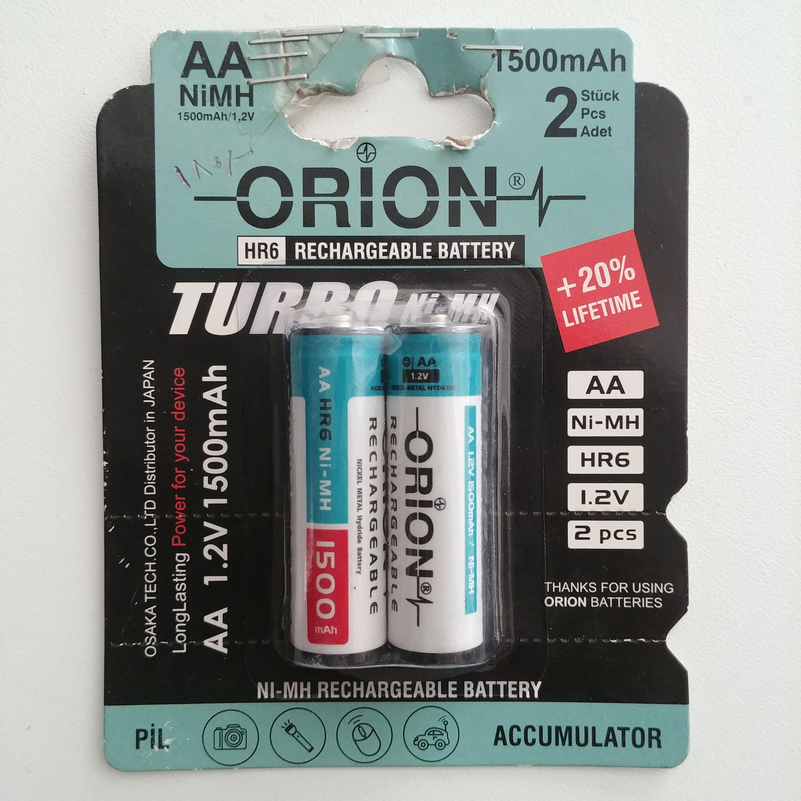 باتری شارژری قلمی 1500 mAh برند Orion عالی