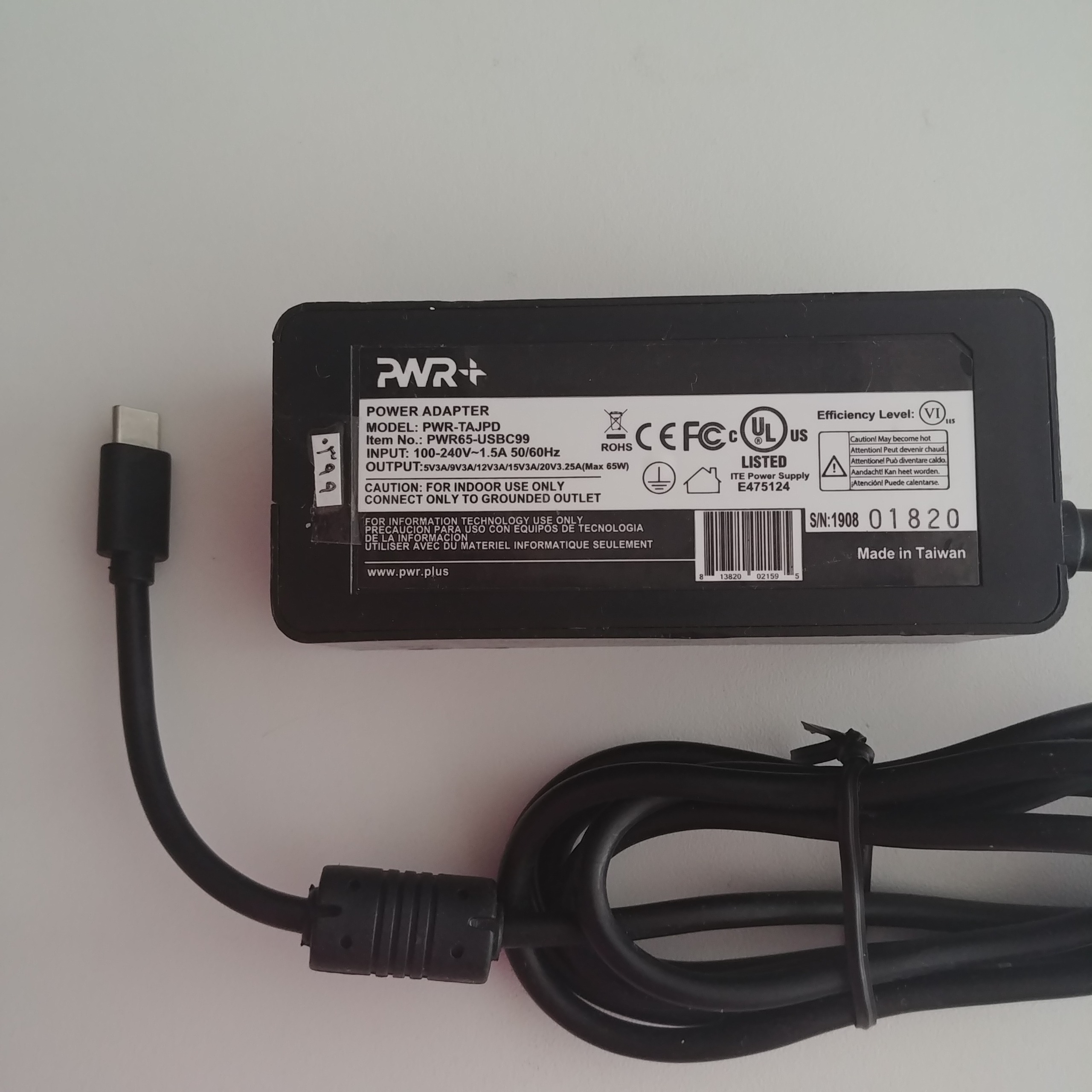 شارژر تایپ سی Type C برند معتبر PWR کد 0399