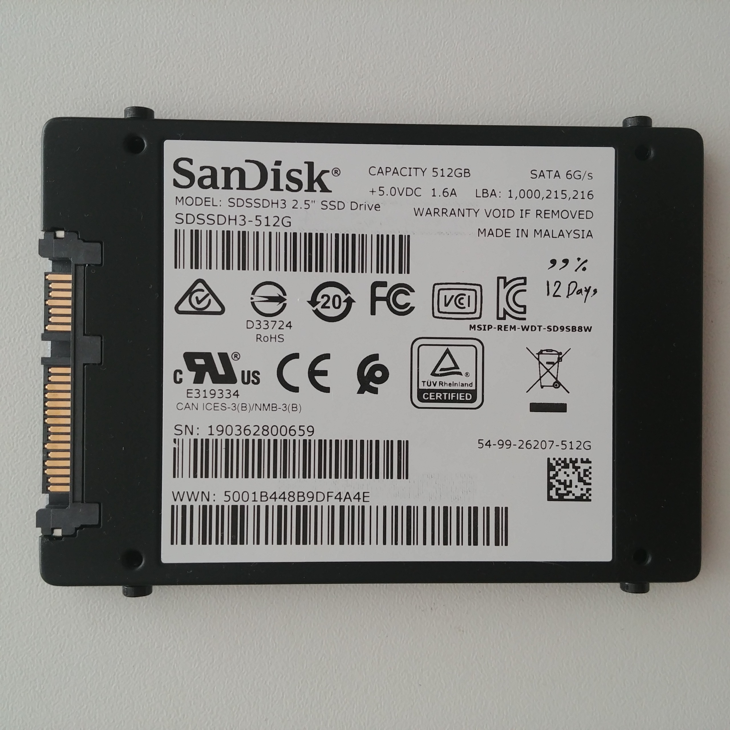 SSD San Disk Ultra 3D 512gb سیزده روز کارکرده