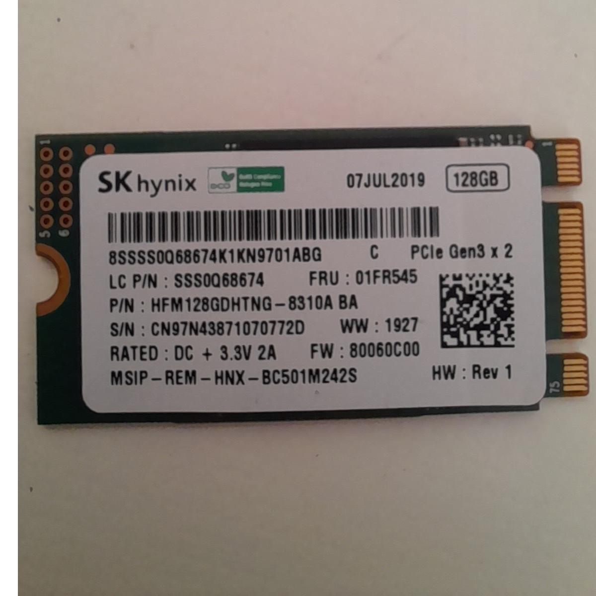 هارد 128گ ssd skhynix m2 سلامت51 پرفورمنس100 دما71
