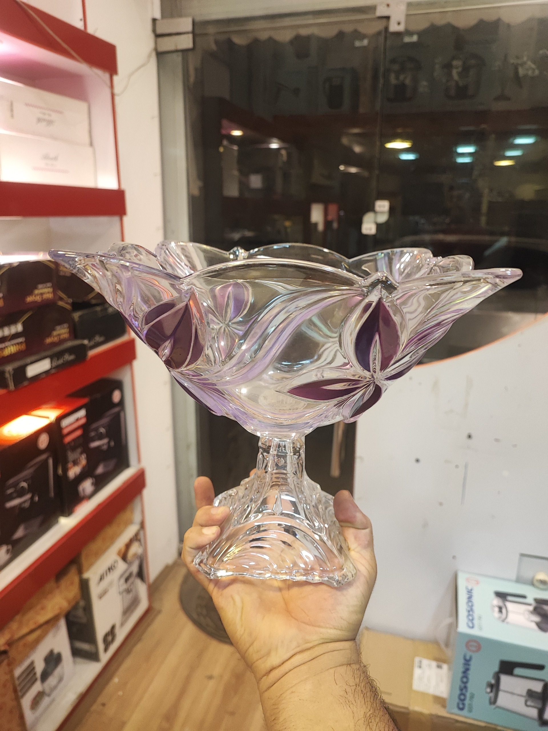 کاسه پایه دار بنفش میوه خوری پایه دار اصل ژاپن