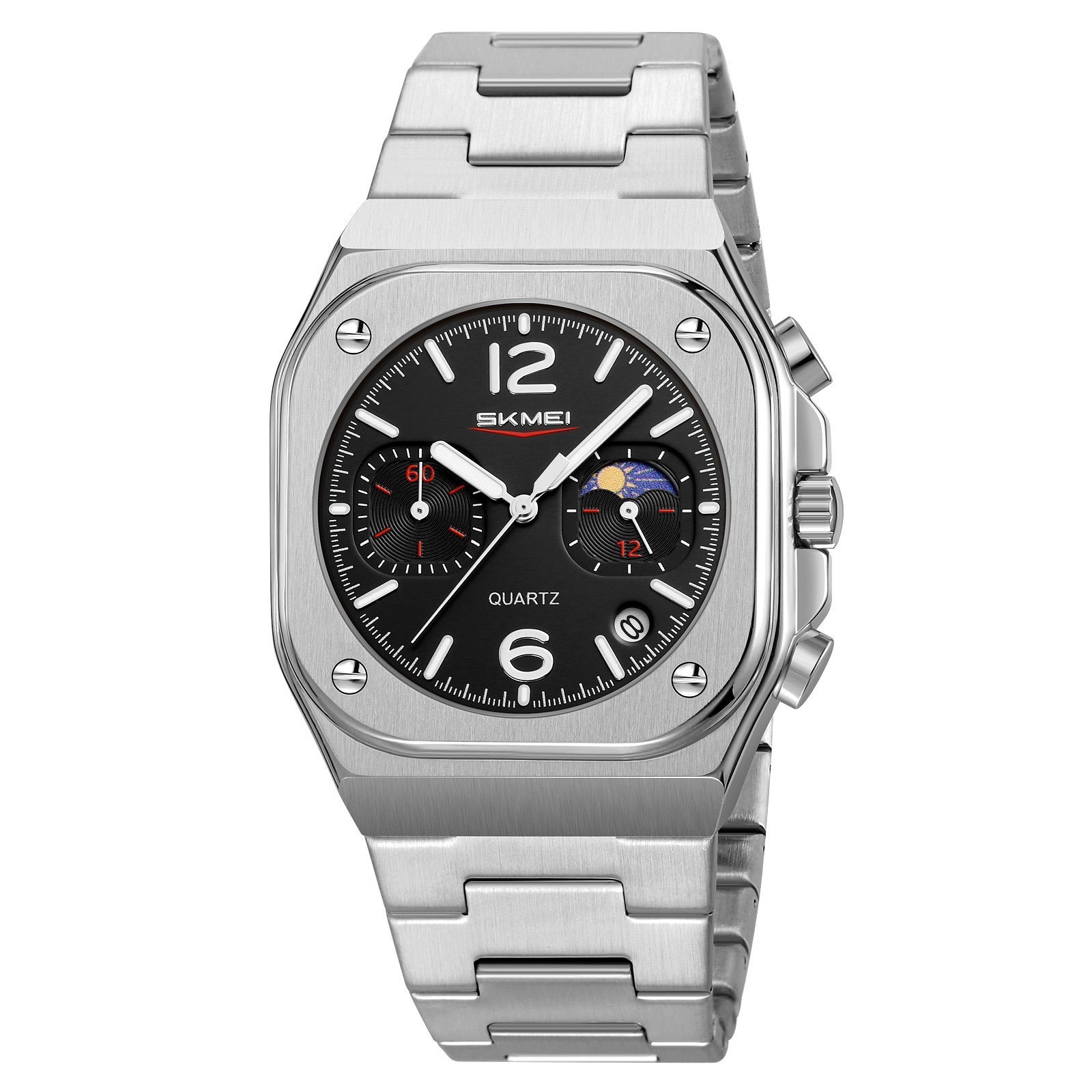 ساعت سه موتوره بند استیل اسکمی 9368