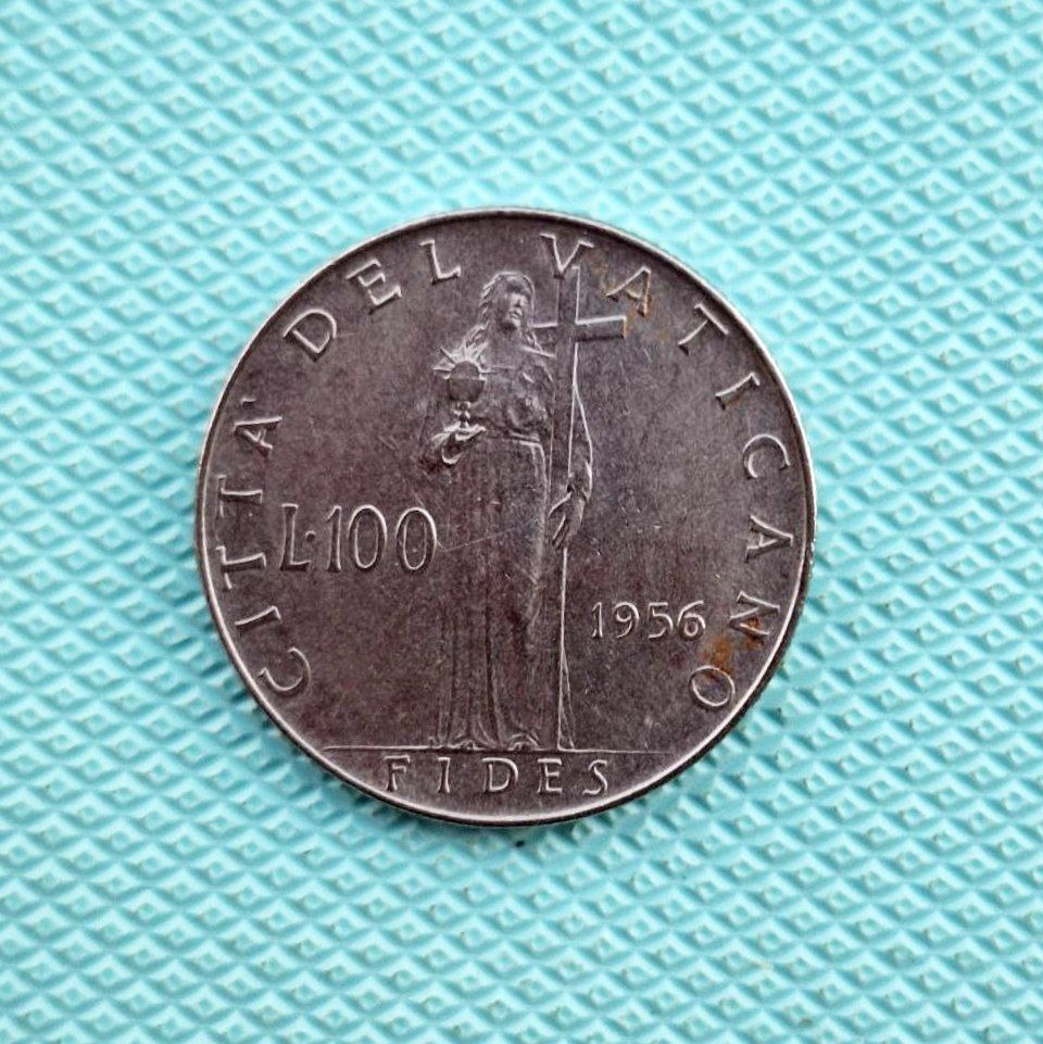 سکه 100 لیره بسیار کمیاب واتیکان 1956 بانکی