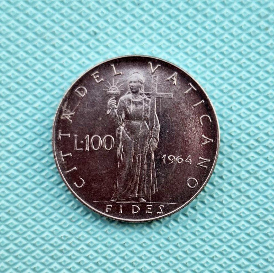 سکه 100 لیره بسیار کمیاب واتیکان (شهر) 1964 بانکی