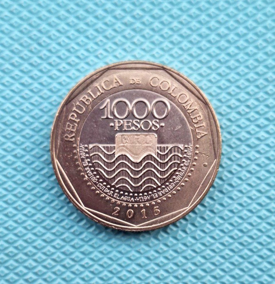سکه 1000 پزو بایمتال کمیاب کلمبیا 2015 بانکی