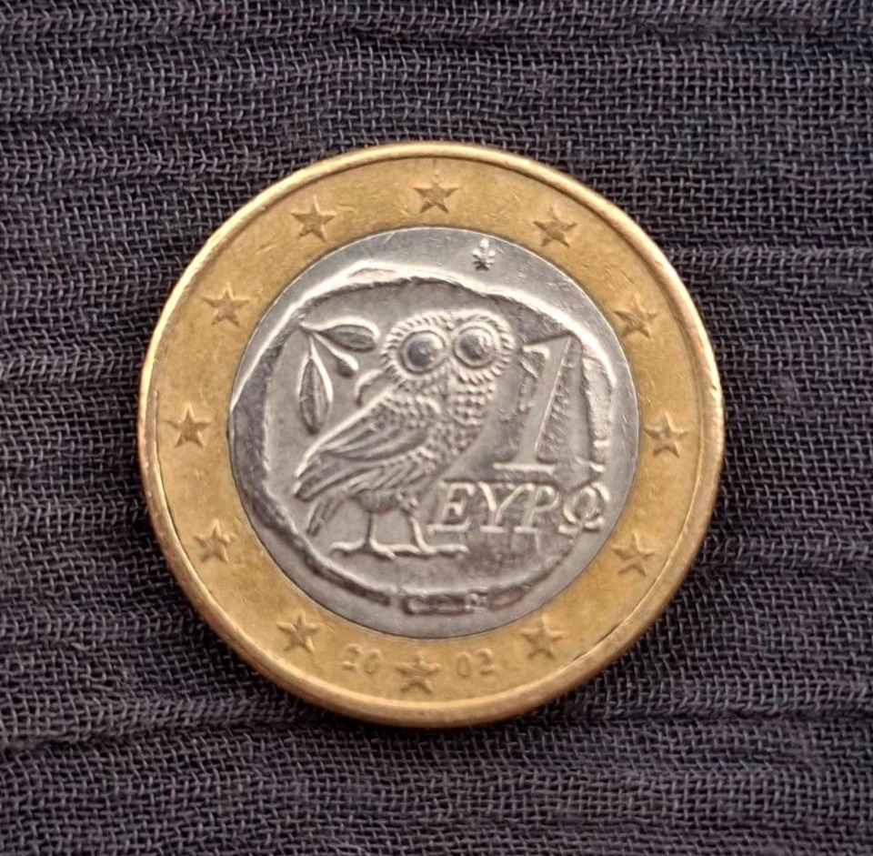 سکه 1 یورو بایمتال کمیاب یونان 2002
