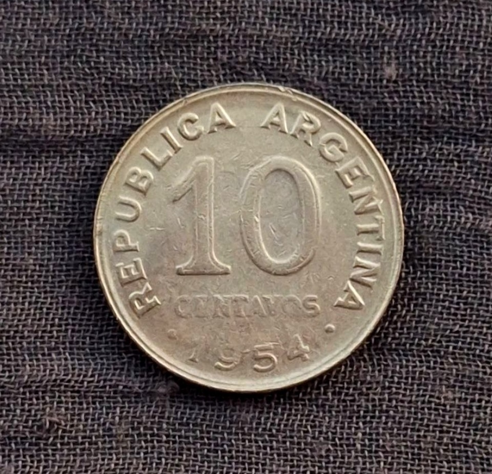 سکه 10 سنتاوو کمیاب آرژانتین 1954