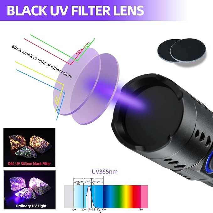 flashlight d62 uv چراغ قوه 365 نانومتری