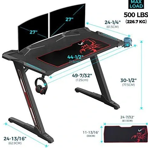 میز گیمینگ EUREKA ERGONOMIC Z1-S PRO-43B-V2