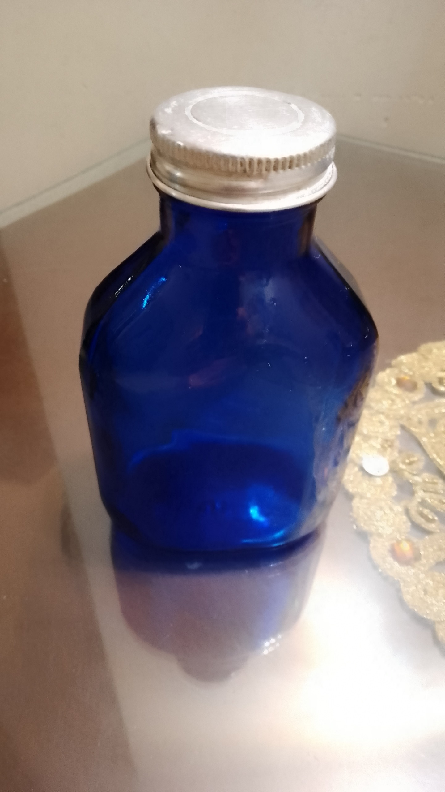 شیشه لاجوردی آمریکایی آبی کبالت قدیمی کلکسیونی