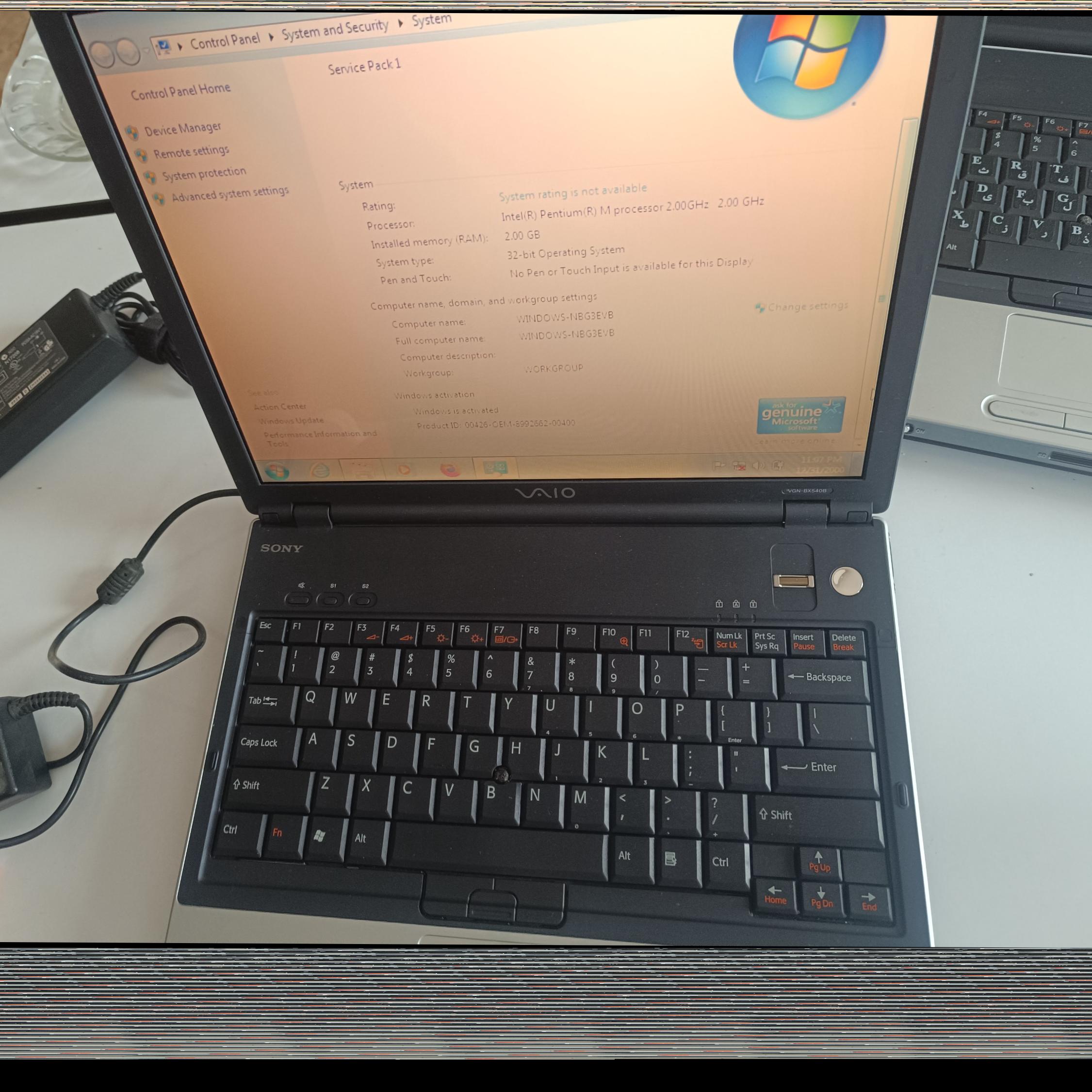 لپ تاپ سونی vaio مدلvGN-BX540B با توضیحات