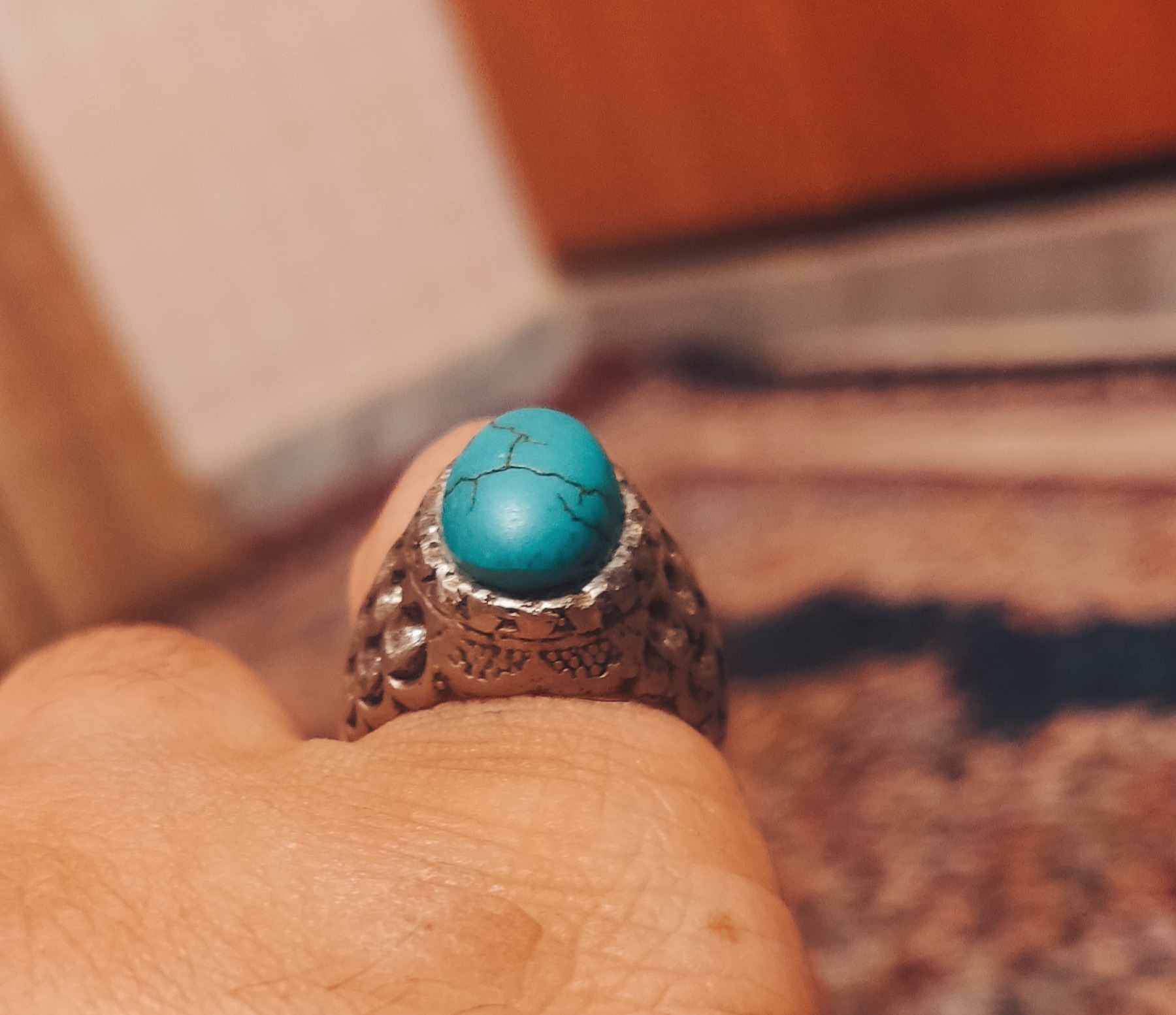 انگشتر ارزشمند نقره 925 شبکه ای  فیروزه نیشابور