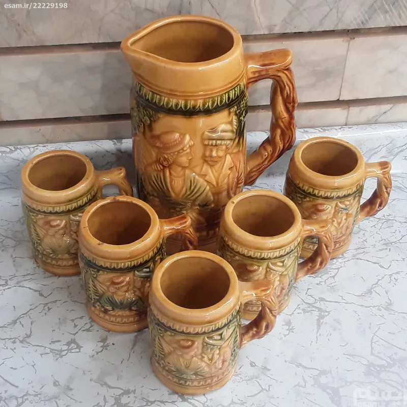 پارچ و لیوان لعابی بسیار زیبا