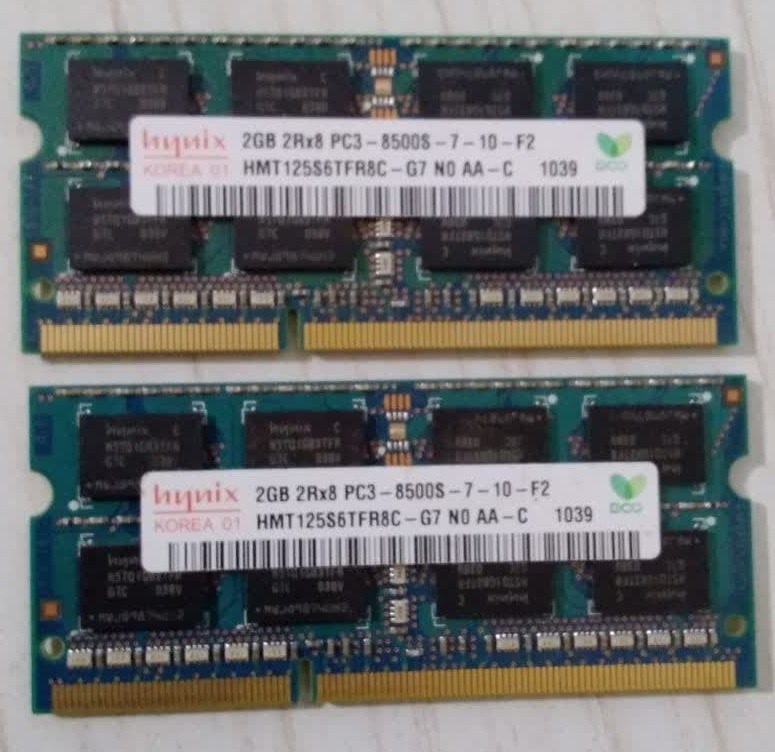 دو عدد رم لپ تاپ DDR3  ظرفیت 2 گیگابایت