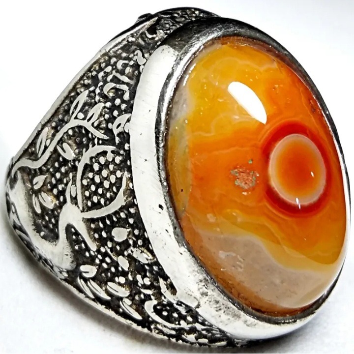 انگشترطرح قلمزنی گوزن شاخدارحجرالعین باباقوری