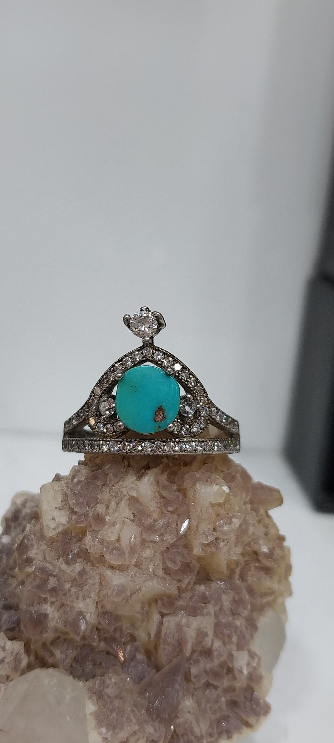 انگشترنقره نگین فیروزه طبیعی معدنی