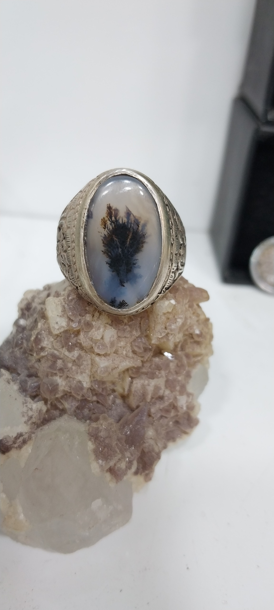 انگشتر نقره نگین شجر سیاه ناب