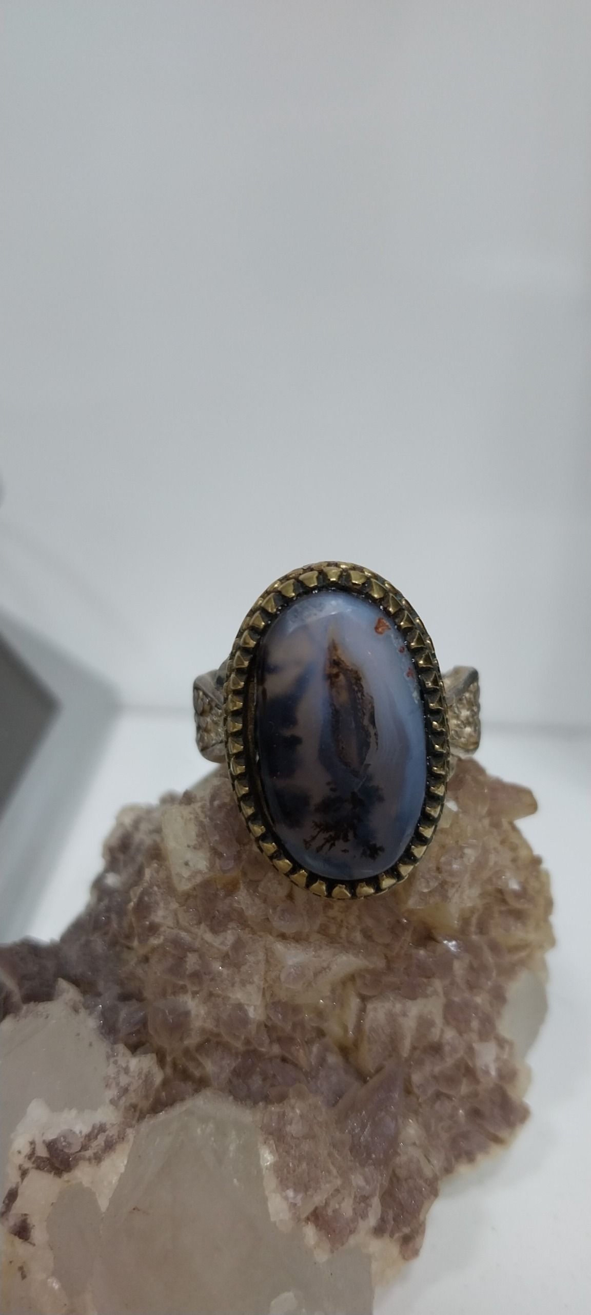 انگشتر نقره نگین شجر طبیعی