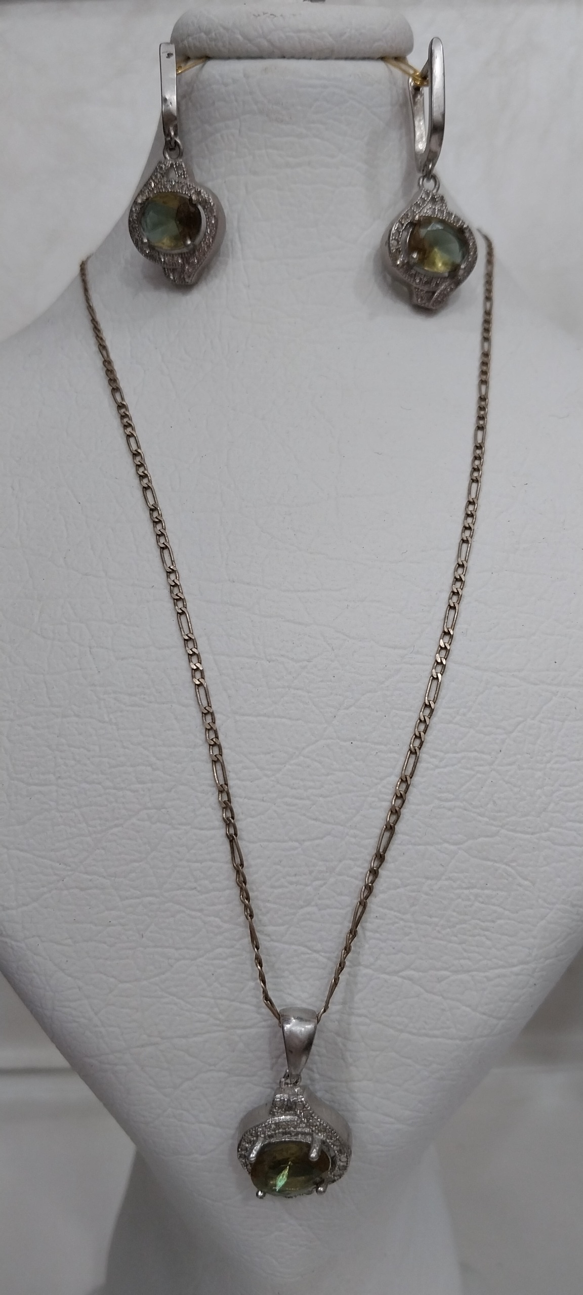 نیم ست نقره ابکاری نگین الکساندریت 7رنگ