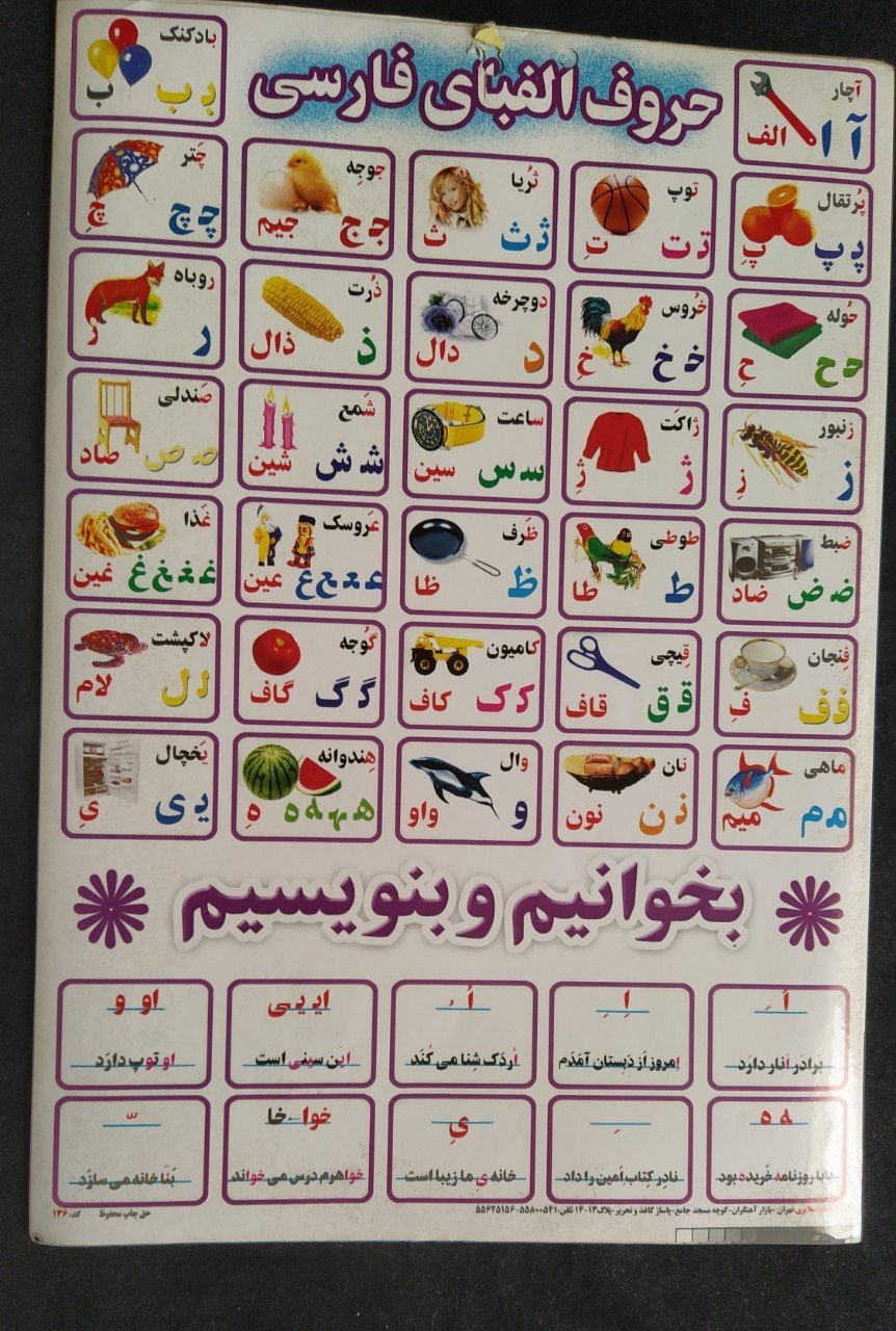 برچسب زیبای قدیمی الفبای فارسی