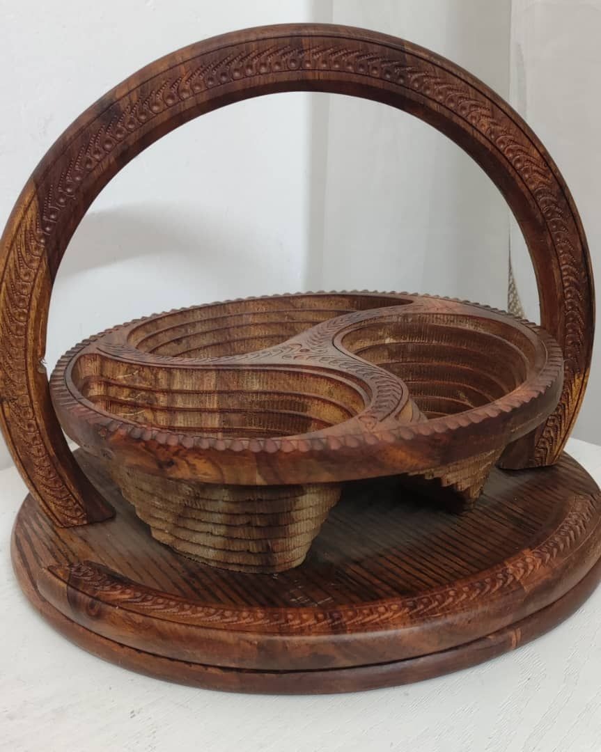 ظرف شکلات وآجیل خوری چوبی تاشو ساخت هند