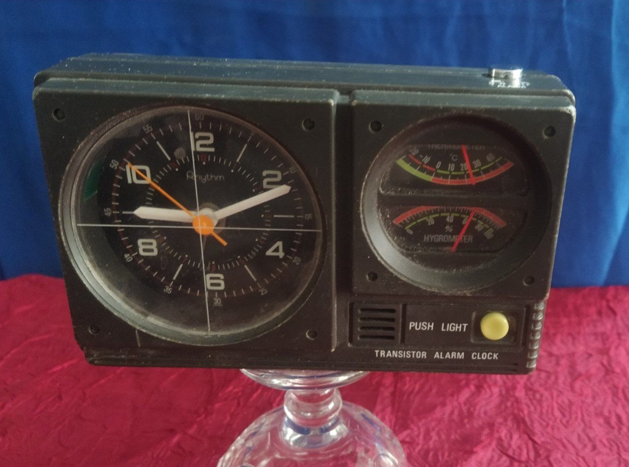 ساعت رومیزی ژاپنی قدیمی دماسنج ورطوبت سنج دار