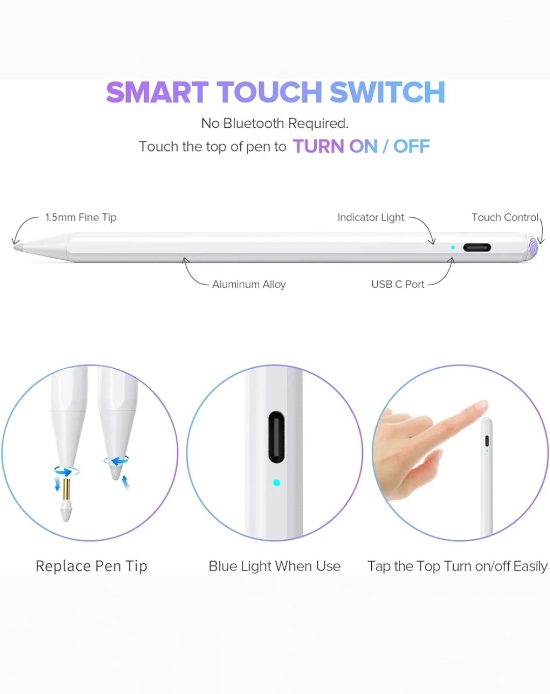 قلم اپل آیپد پرو استایلوس 2018 تا 2024 Stylus Pen