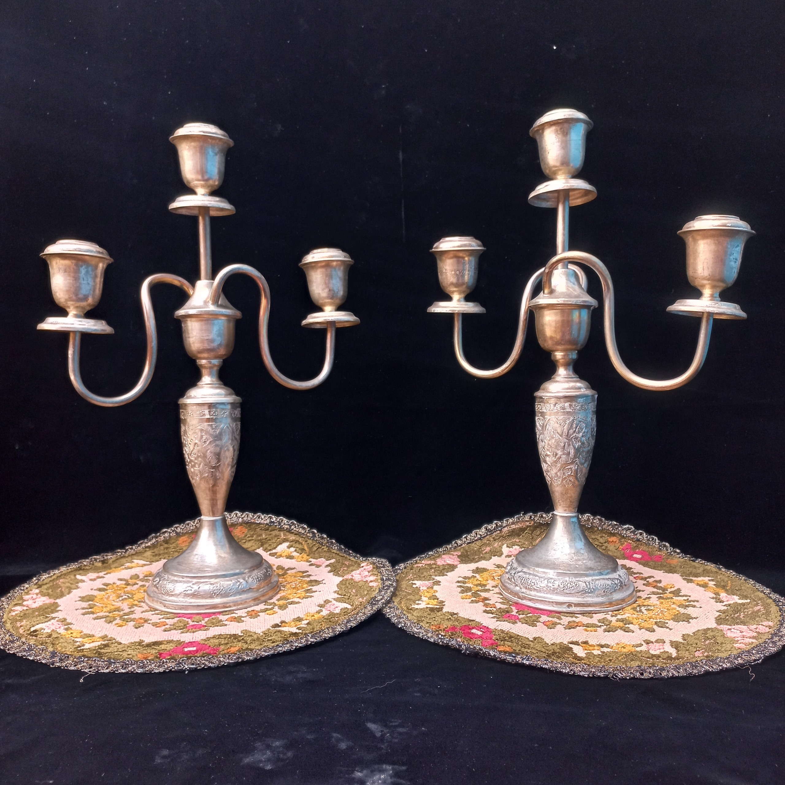 جفت شمعدان 3 شاخ رضا شاهی