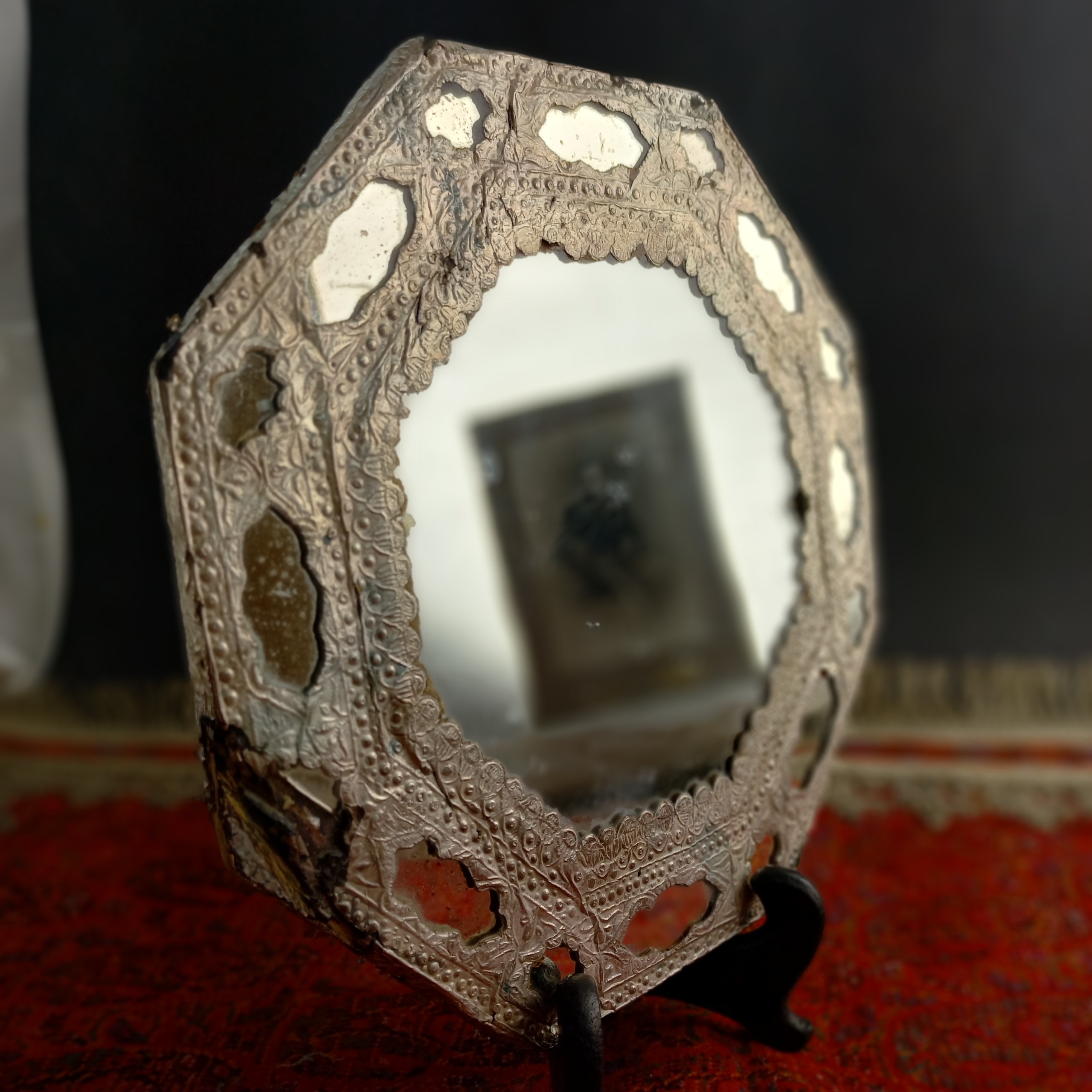 آینه رو کش نقره قاجار 18 سانت