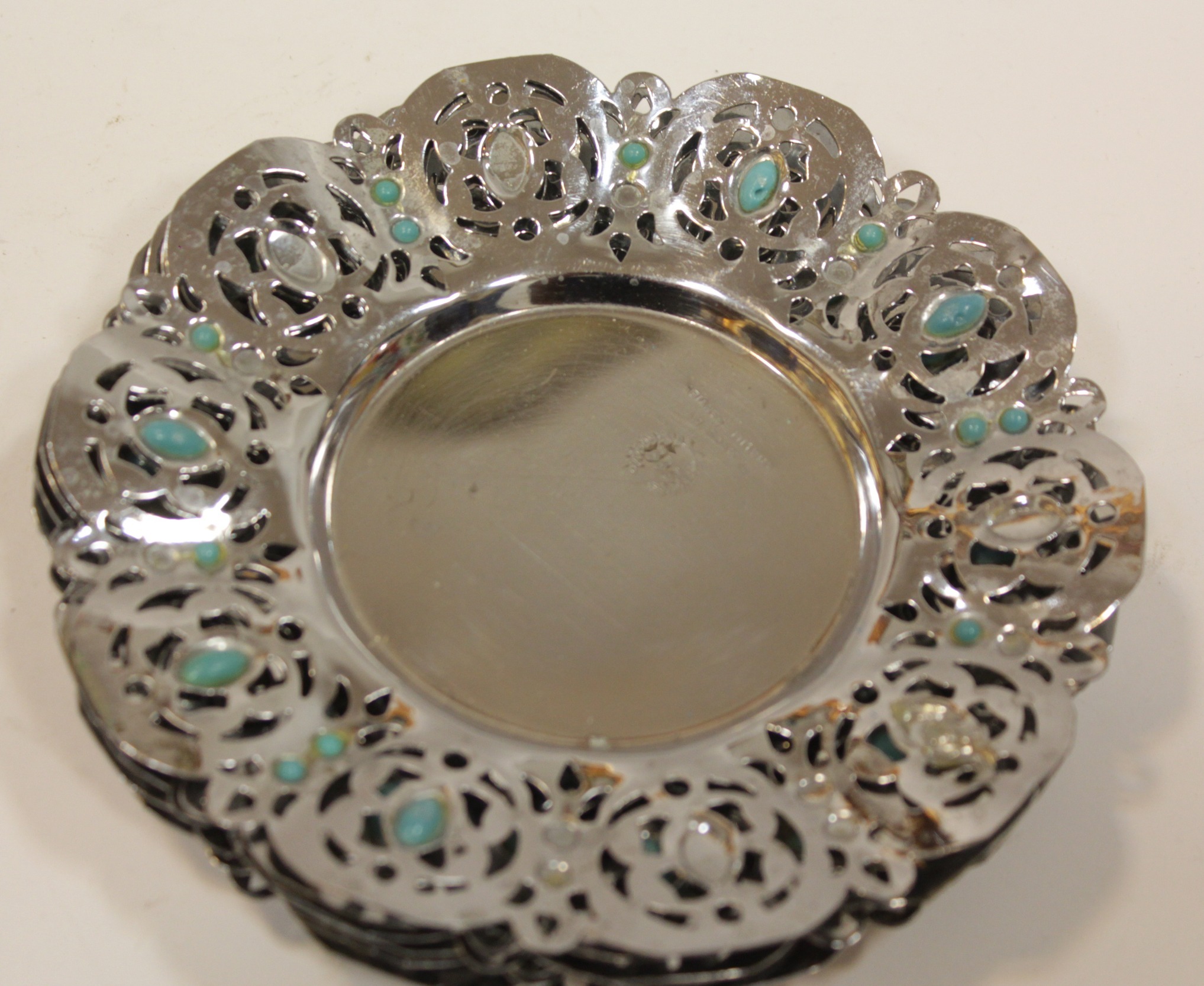 6 پیش دستی برنجی رویه کروم قدمت پهلوی