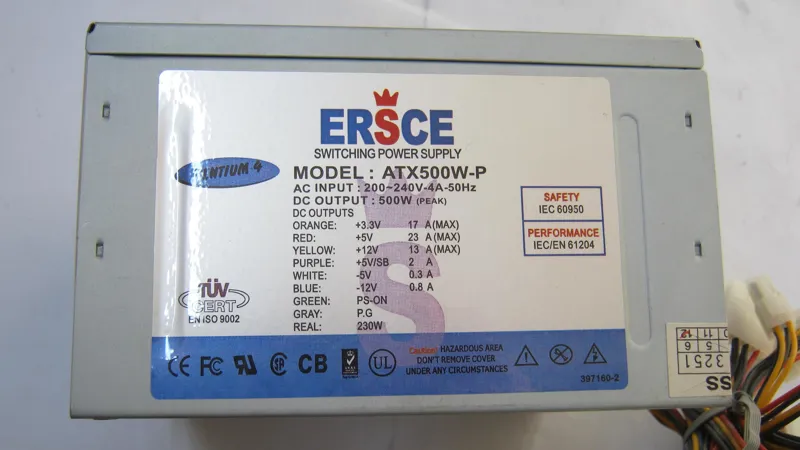 پاور کامپیوتر ERSCE مدل ATX500W-P کاملا سالم پلمپ