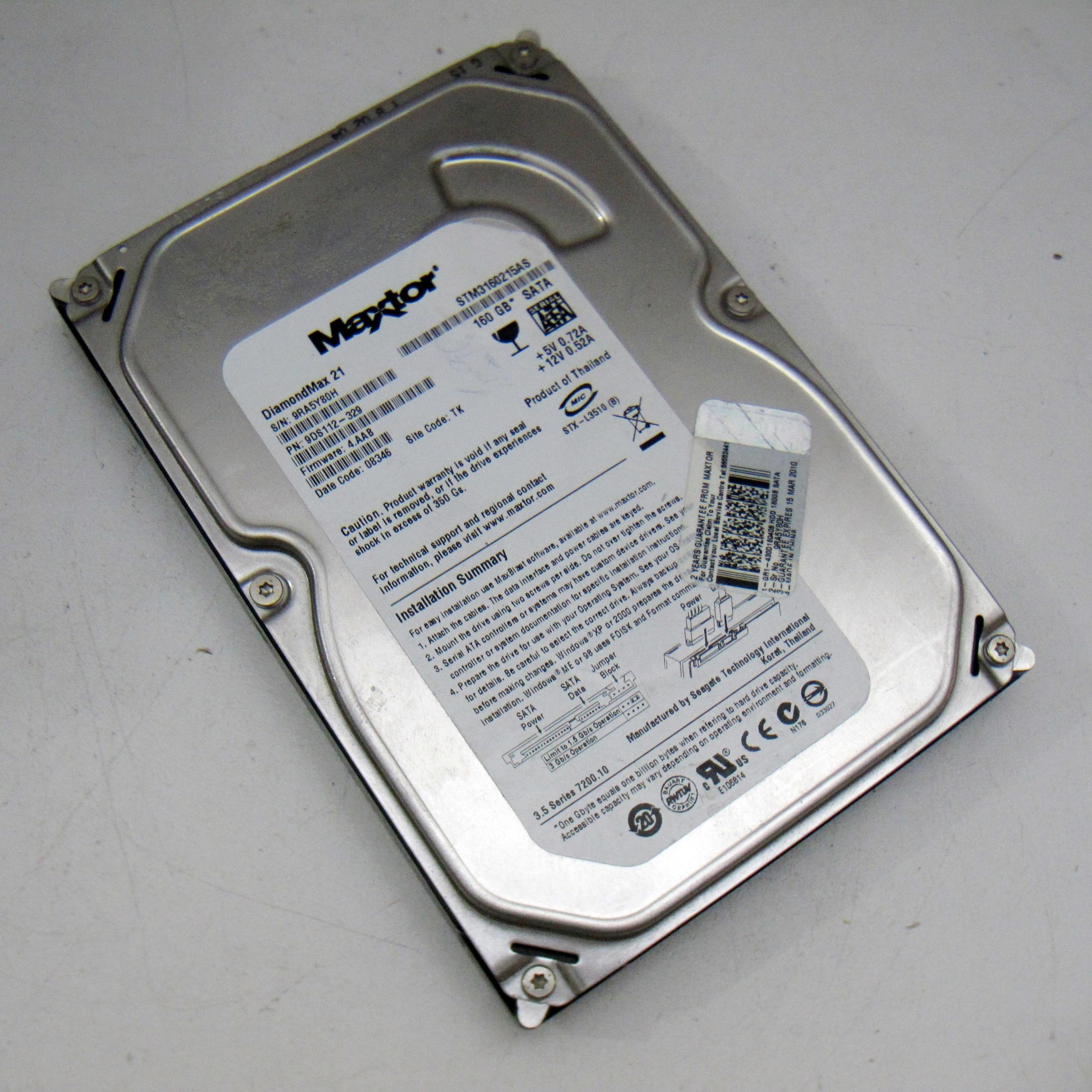 هارد مکستور ساتا Maxtor 160 GB SATA سلامت 100 درصد