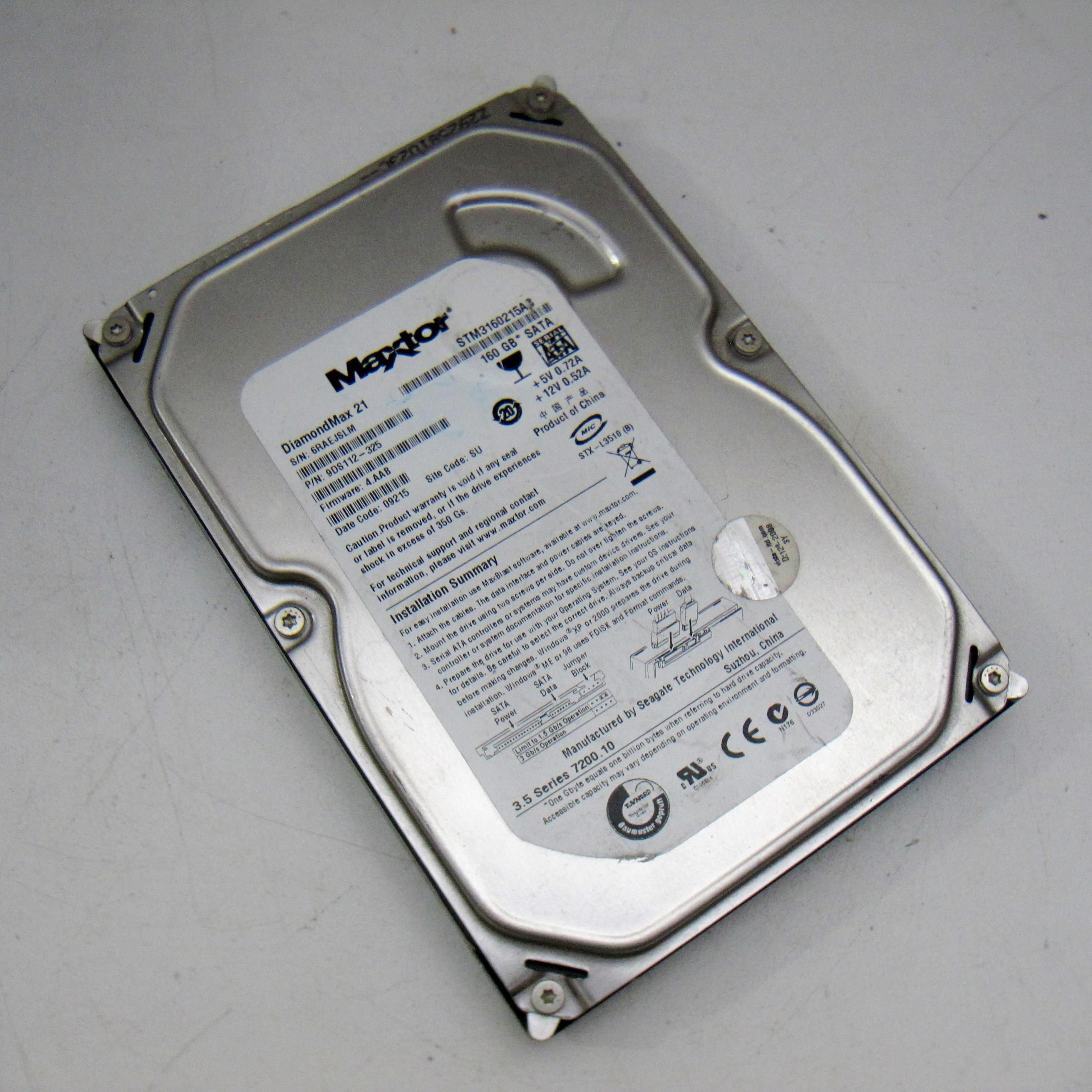 هارد مکستور ساتا Maxtor 160 GB SATA سلامت 100 درصد