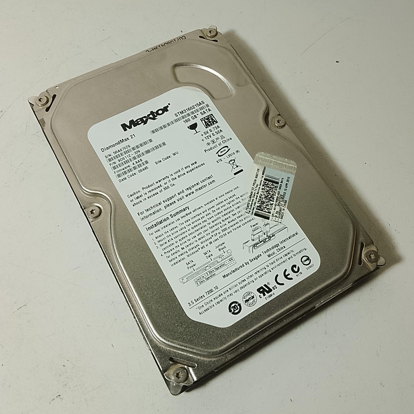 هارد مکستور ساتا Maxtor 160GB SATA سلامت 96 درصد