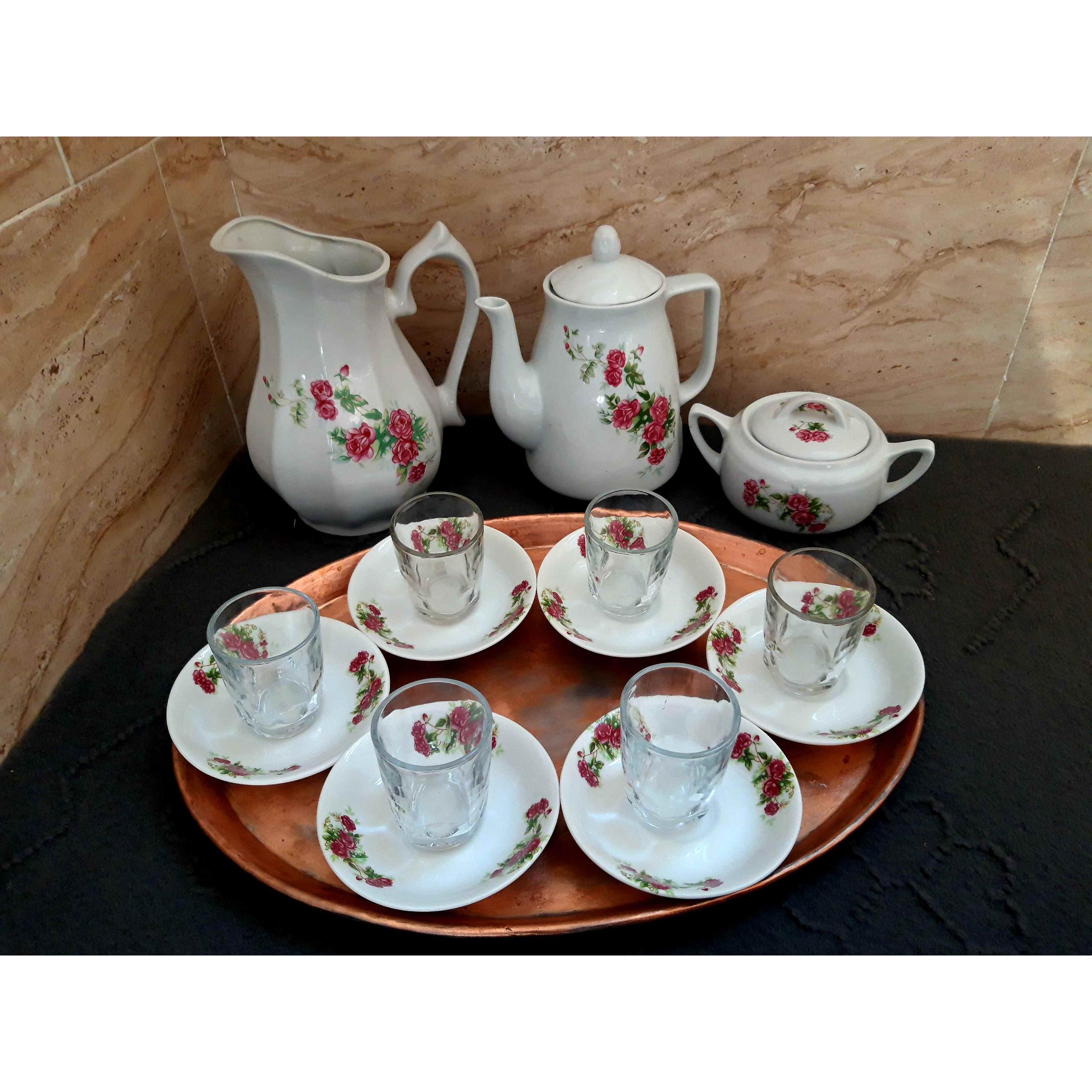 ظروف چایخوری گلسرخی