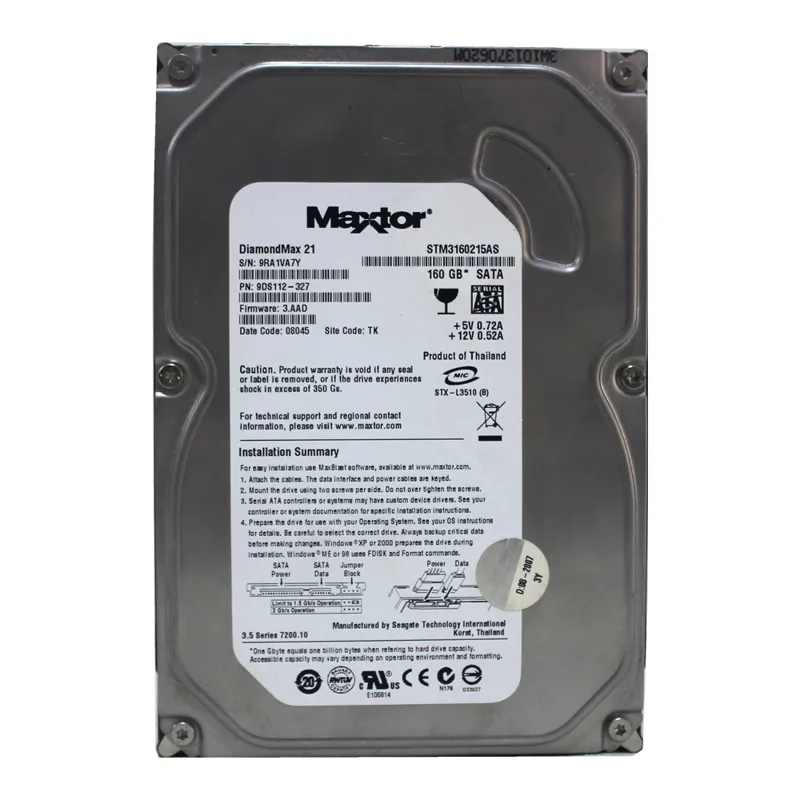 هارد Maxtor 160GB سلامت 99% - کد Code 198