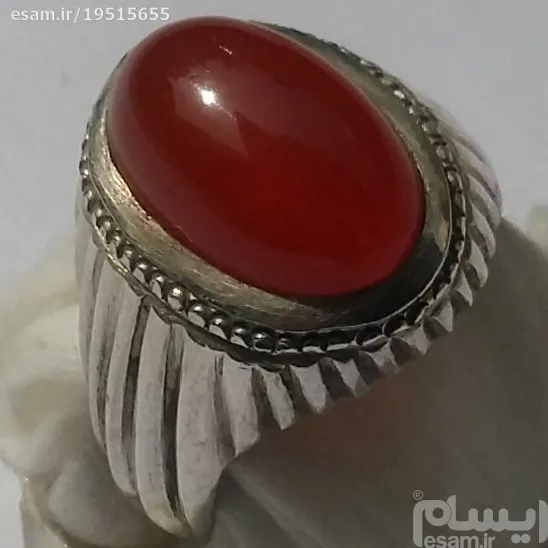 انگشترنقره دستساز با نگین طوقدارعقیق پرتقالی یمن