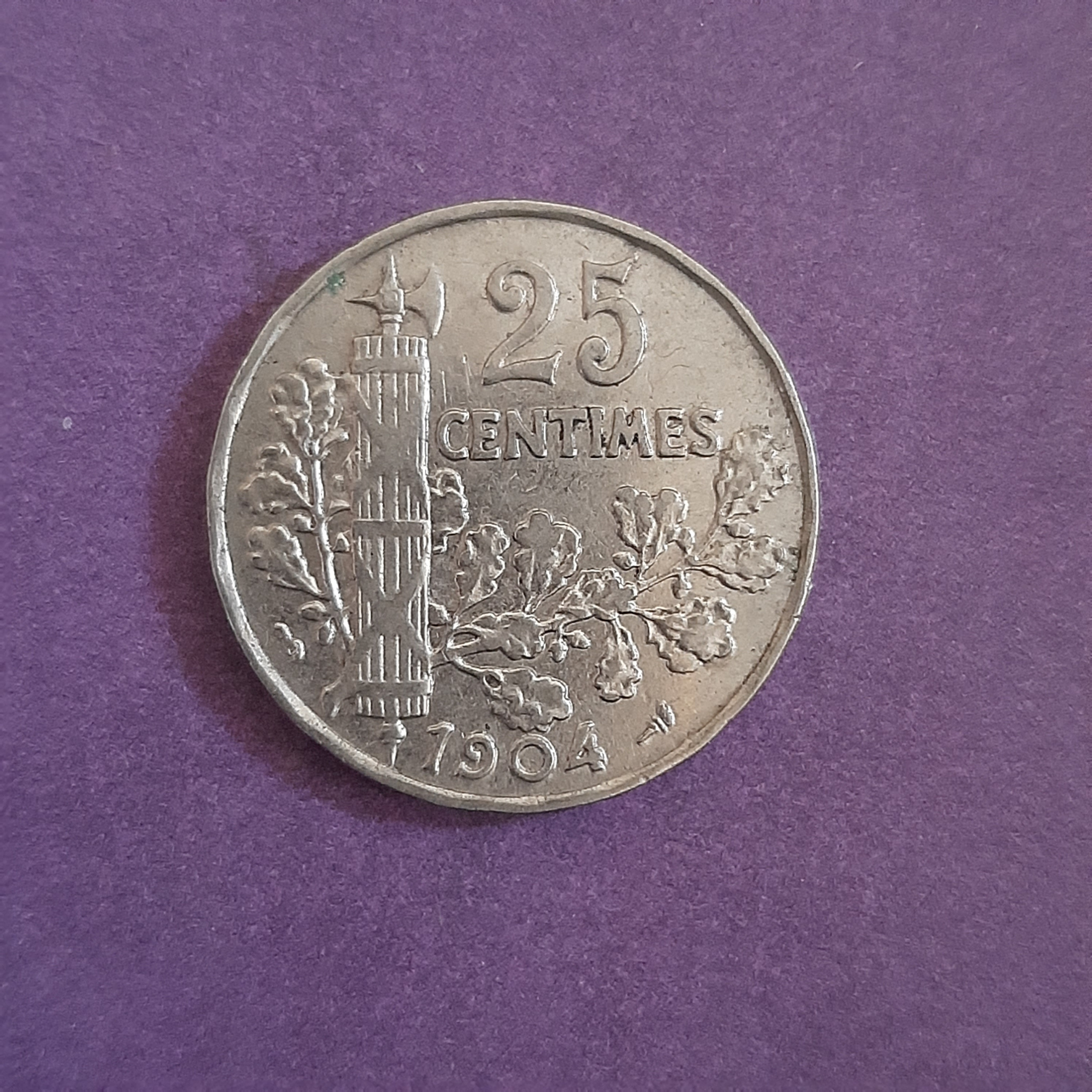 سکه 25 سانتیم فرانسه (1904)